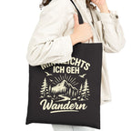 "Mir reichts ich geh wandern" Lustiger Jutebeutel mit Berge-Motiv – Witzige Baumwolltasche für Outdoor & Hiking – Stoffbeutel Schwarz