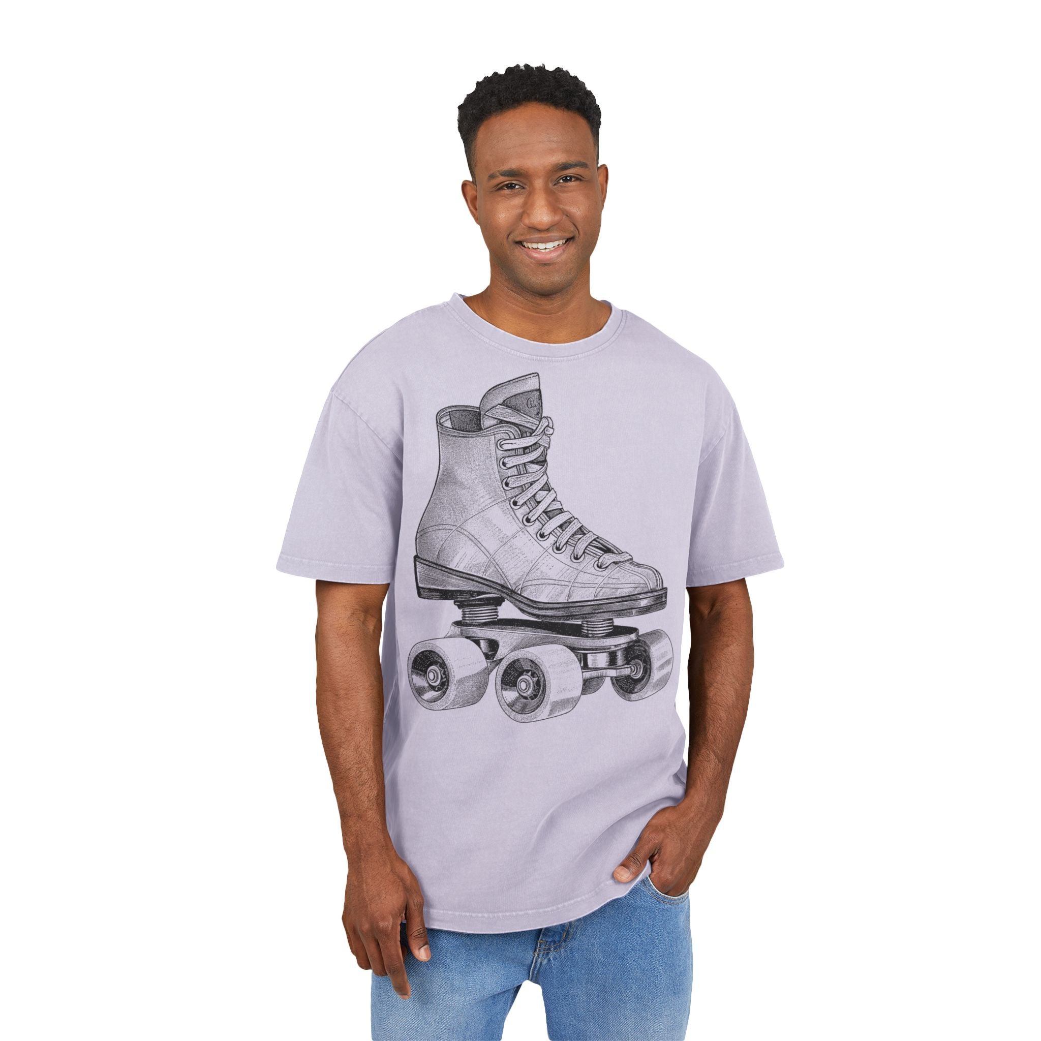 Vintage Roller Skate Heavy Oversized T-Shirt | Retro 70s Quad Skates Graphic Tee, Rollschuh Skater Girl Shirt Frau, Acid Wash Streetwear