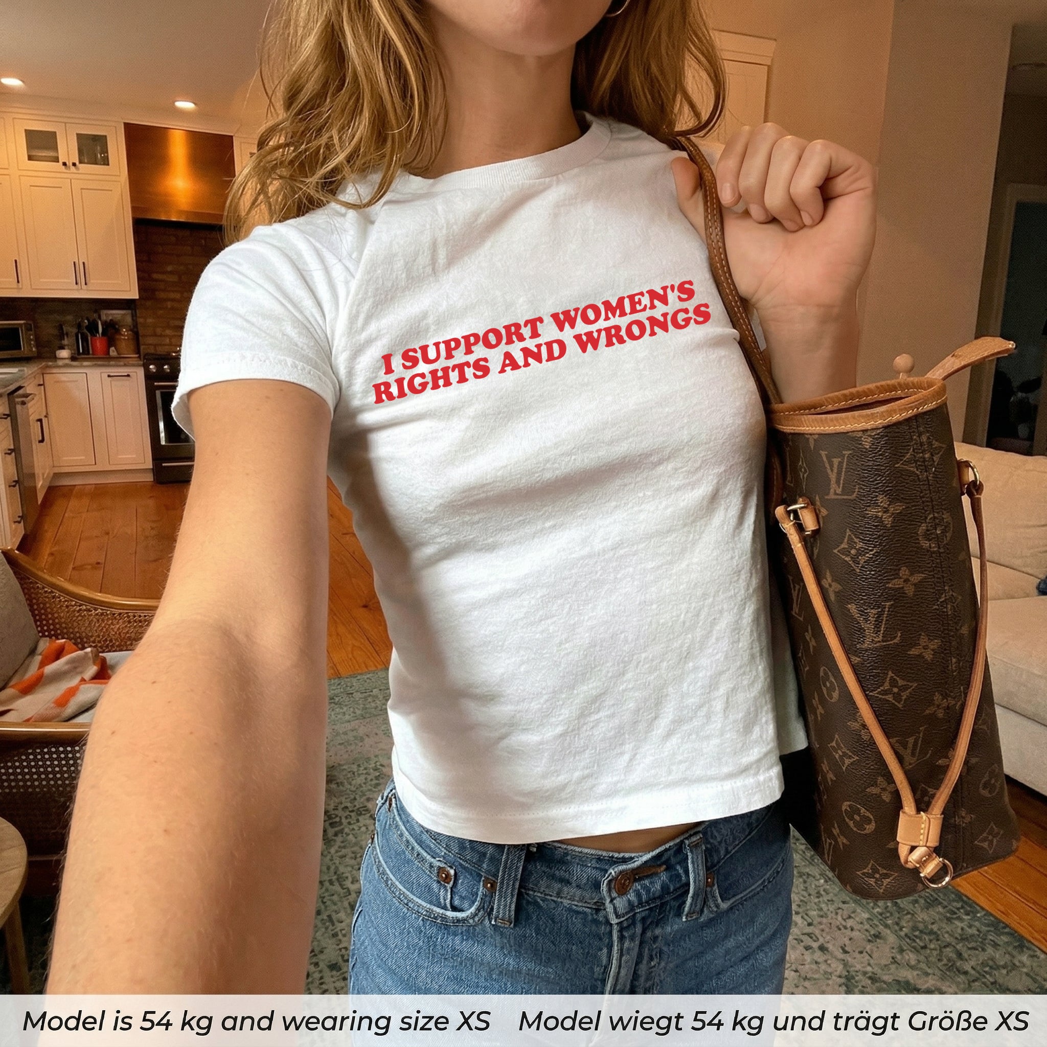 I Support Women's Rights and Wrongs - Statement T-Shirt – Lustiges Feministisches Shirt für Damen – Cooler Slogan & Ironie - Vibe - pure|custom.