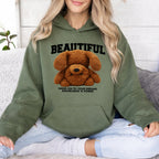 "Beautiful Teddy" Damen Hoodie  - Teddybär Print& "Beautiful" Statement