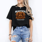 Camiseta para mujer "Beautiful Teddy" – con estampado de motivo y frase inspiradora