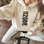 Limited Edition 2008 Hoodie – Das perfekte Geschenk zum 18. Geburtstag – Personalisierter Kapuzenpullover im Vintage-Look