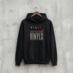 Oversize Musik Hoodie "Vinyl Collector" – Schwarzer Kapuzenpullover mit Retro Schallplatten Print – Unisex Streetwear