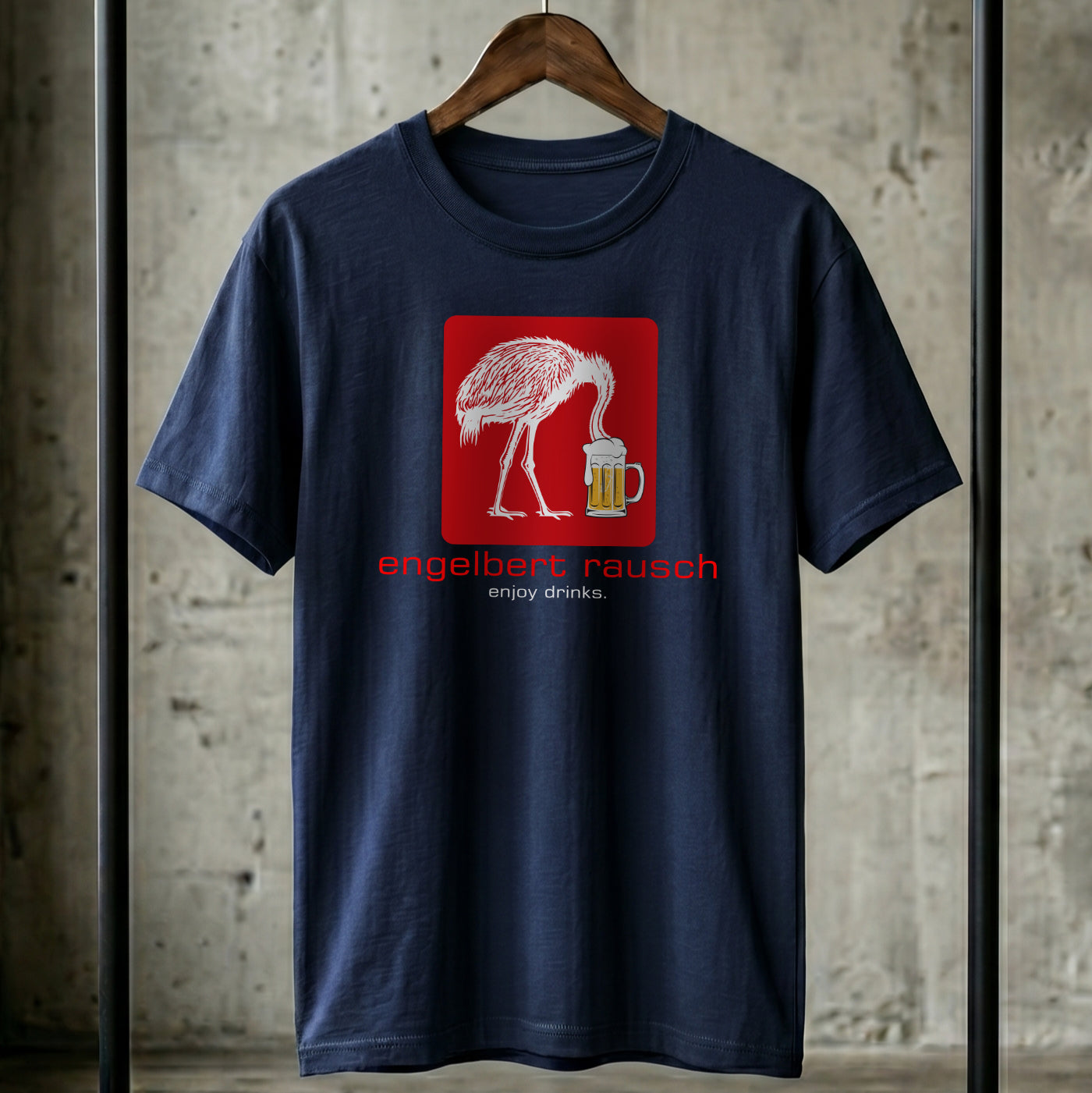 Engelbert Rausch T-Shirt – Lustige Handwerker Parodie – „Enjoy Drinks“ Feierabend Shirt für Werkstatt & Festival