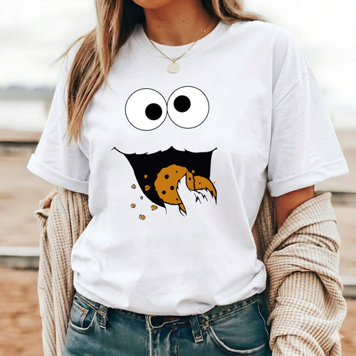 Witziges Monster Frauen T-Shirt mit Keks-Motiv - Ideales Geschenk für Keks-Liebhaber & Naschkatzen