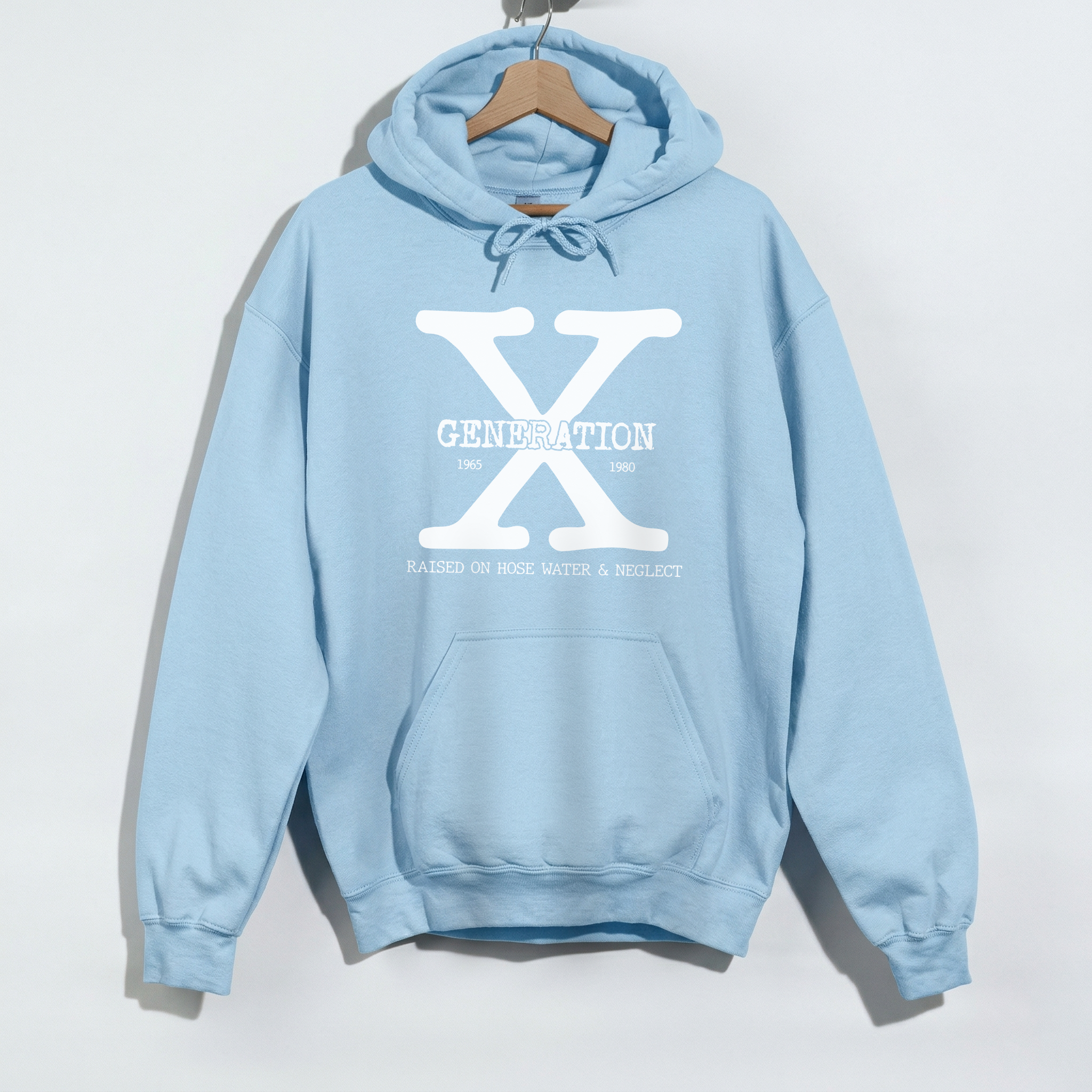 "Generation X" Hoodie – Raised on Hose Water & Neglect – Vintage Kapuzenpullover 1965-1980 – Ironisches Retro-Geschenk