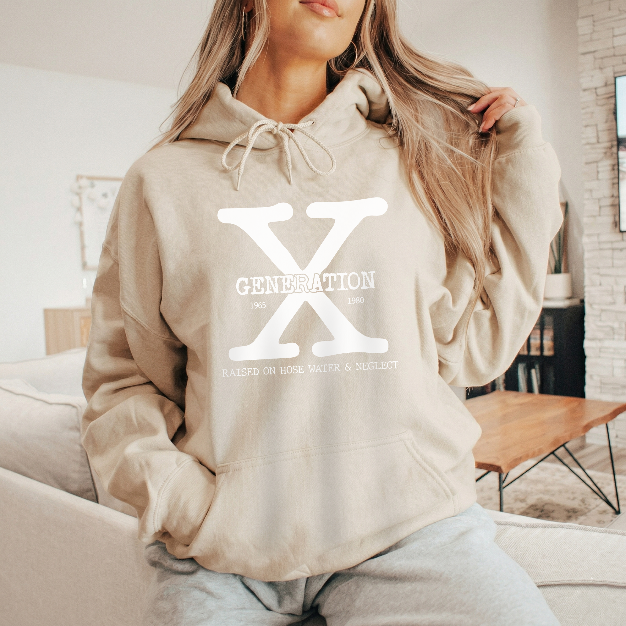"Generation X" Hoodie – Raised on Hose Water & Neglect – Vintage Kapuzenpullover 1965-1980 – Ironisches Retro-Geschenk
