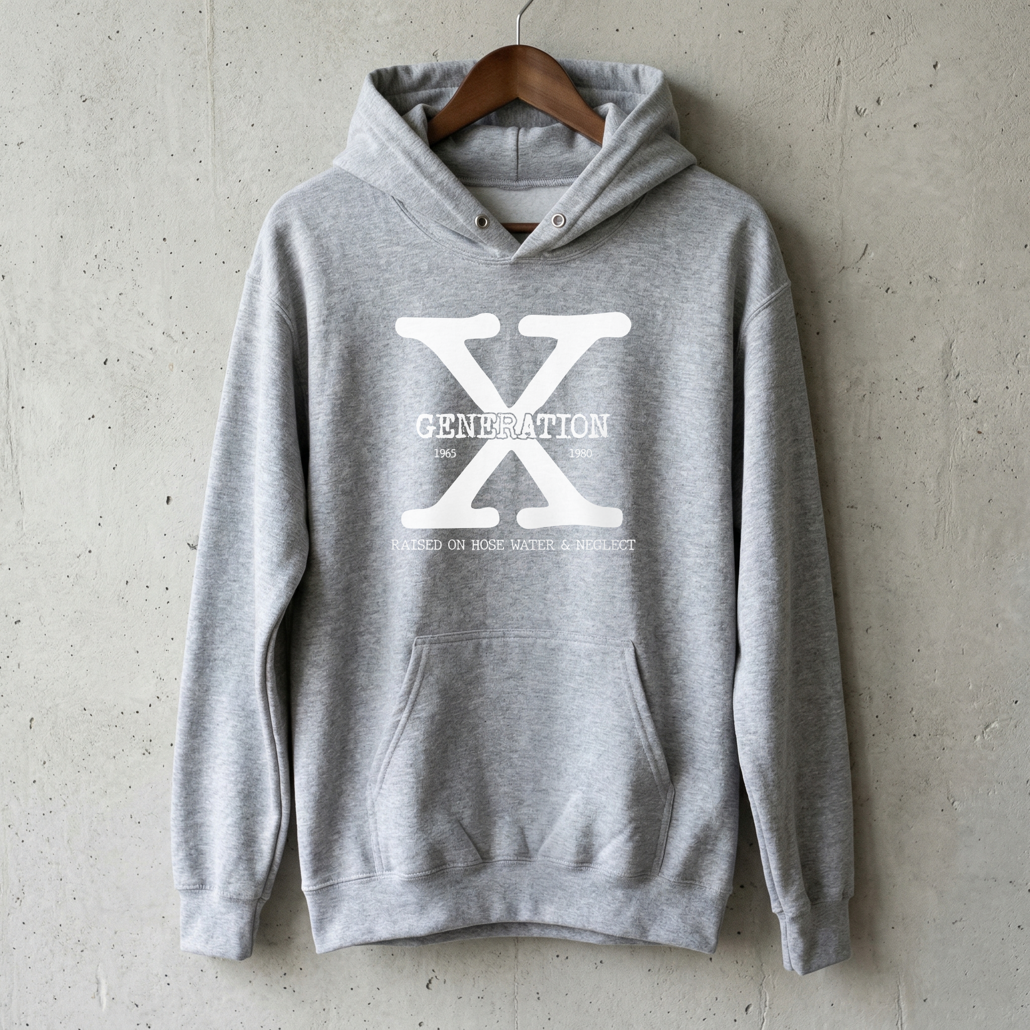 "Generation X" Hoodie – Raised on Hose Water & Neglect – Vintage Kapuzenpullover 1965-1980 – Ironisches Retro-Geschenk