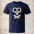 "Brezel Totenkopf & Wurst" Lustiges Bavarian Rocker T-Shirt – Cooles Oktoberfest & Biergarten Shirt – Trachten-Alternative