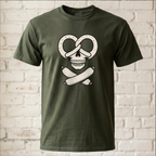 "Brezel Totenkopf & Wurst" Lustiges Bavarian Rocker T-Shirt – Cooles Oktoberfest & Biergarten Shirt – Trachten-Alternative