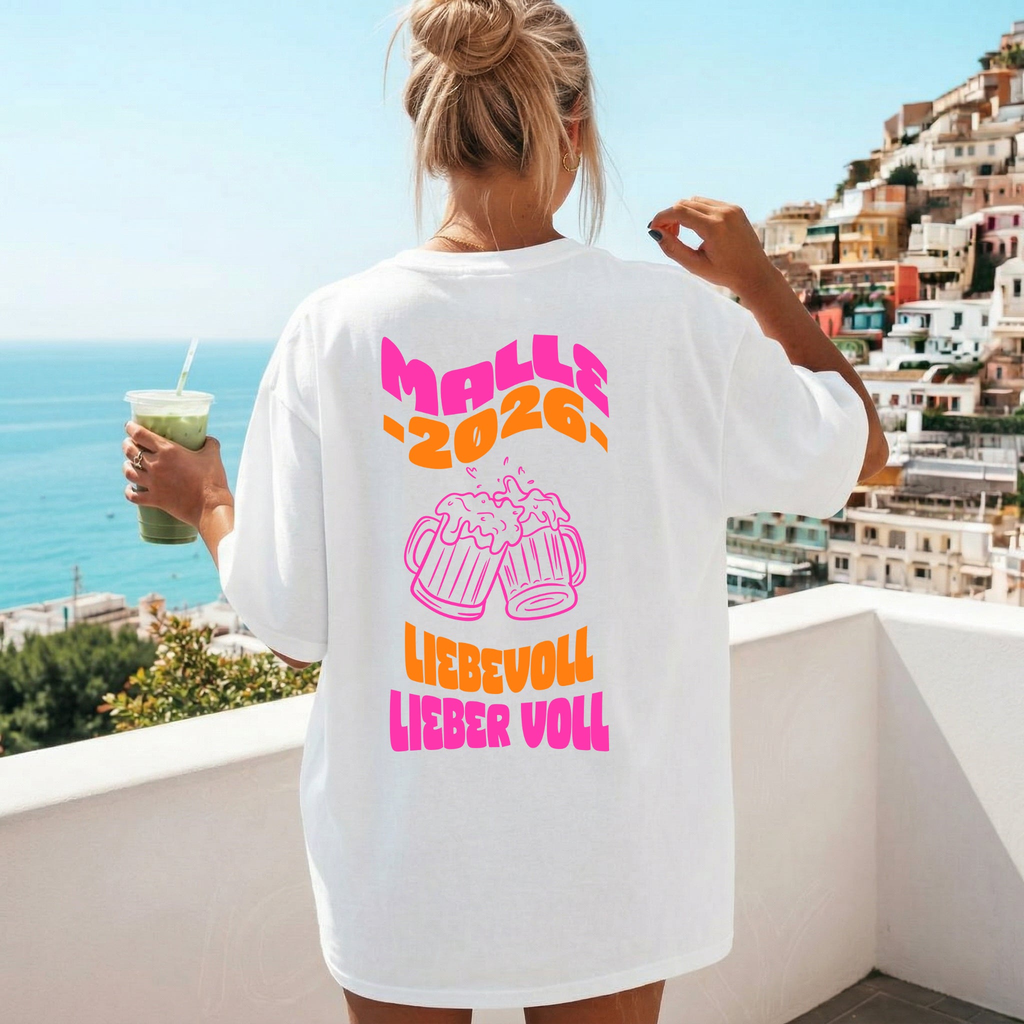 "Malle 2026" Damen Partyshirt – "Liebevoll lieber voll" T-Shirt für den Mallorca Urlaub – Lässiges Gruppen-Outfit