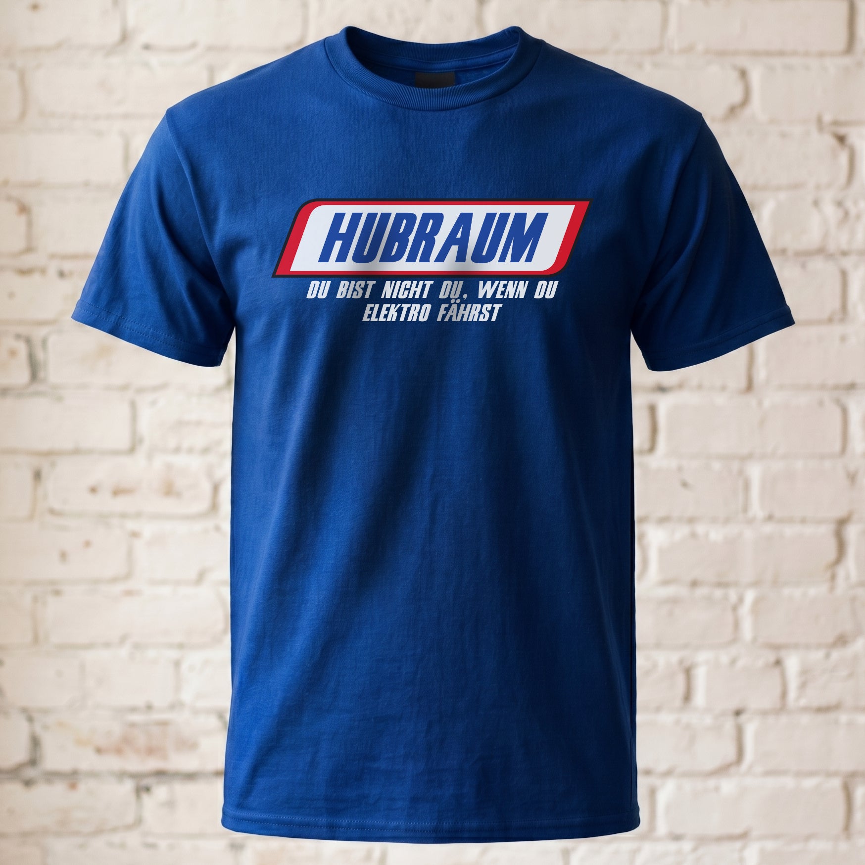 "Hubraum" Lustiges Auto T-Shirt – Parodie – Witziges Anti-Elektro Statement für Petrolheads – Schwarz