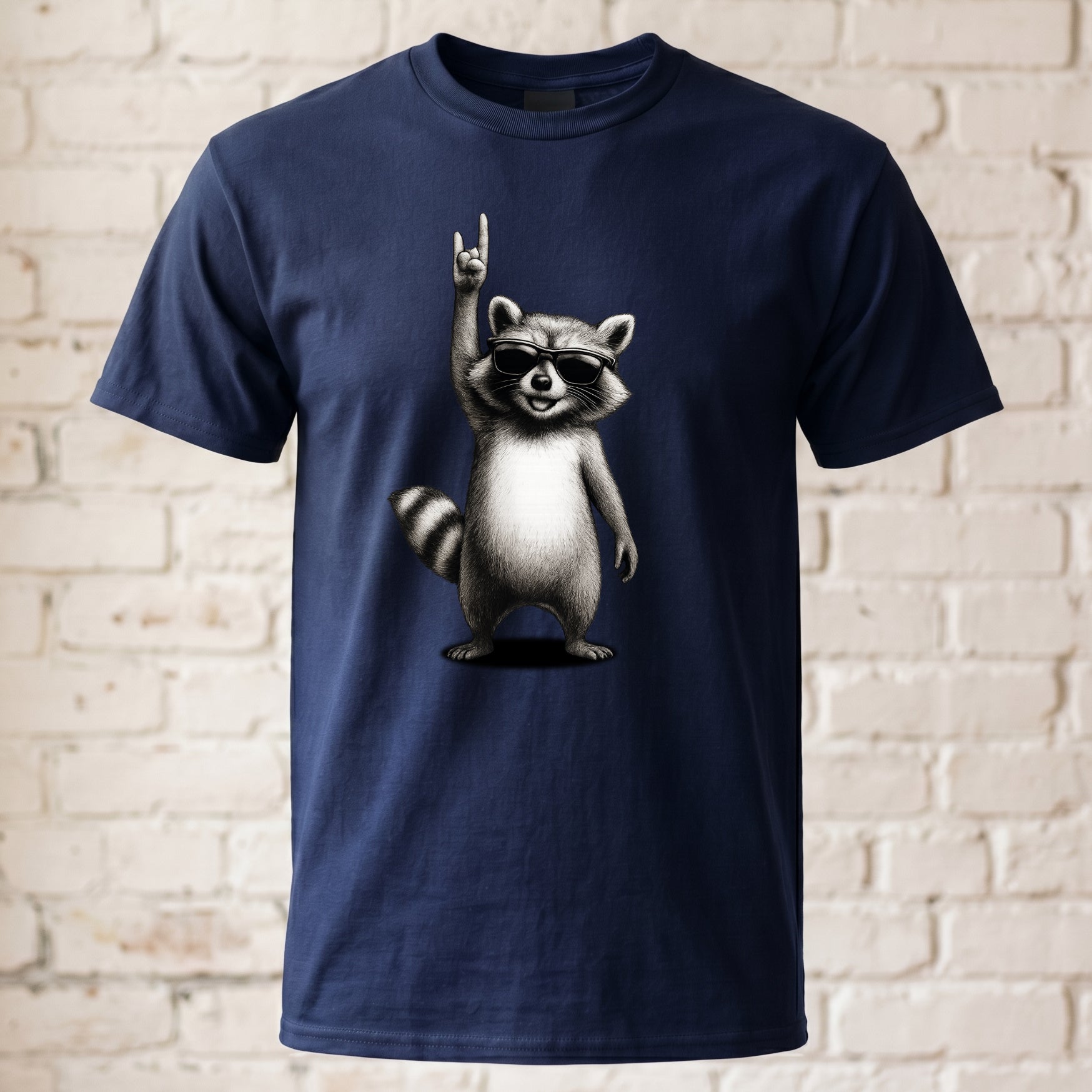"Rock Waschbär" Herren T-Shirt – Lustiges Metal & Rock 'n' Roll Motiv – Witziges Festival & Konzert Shirt Schwarz