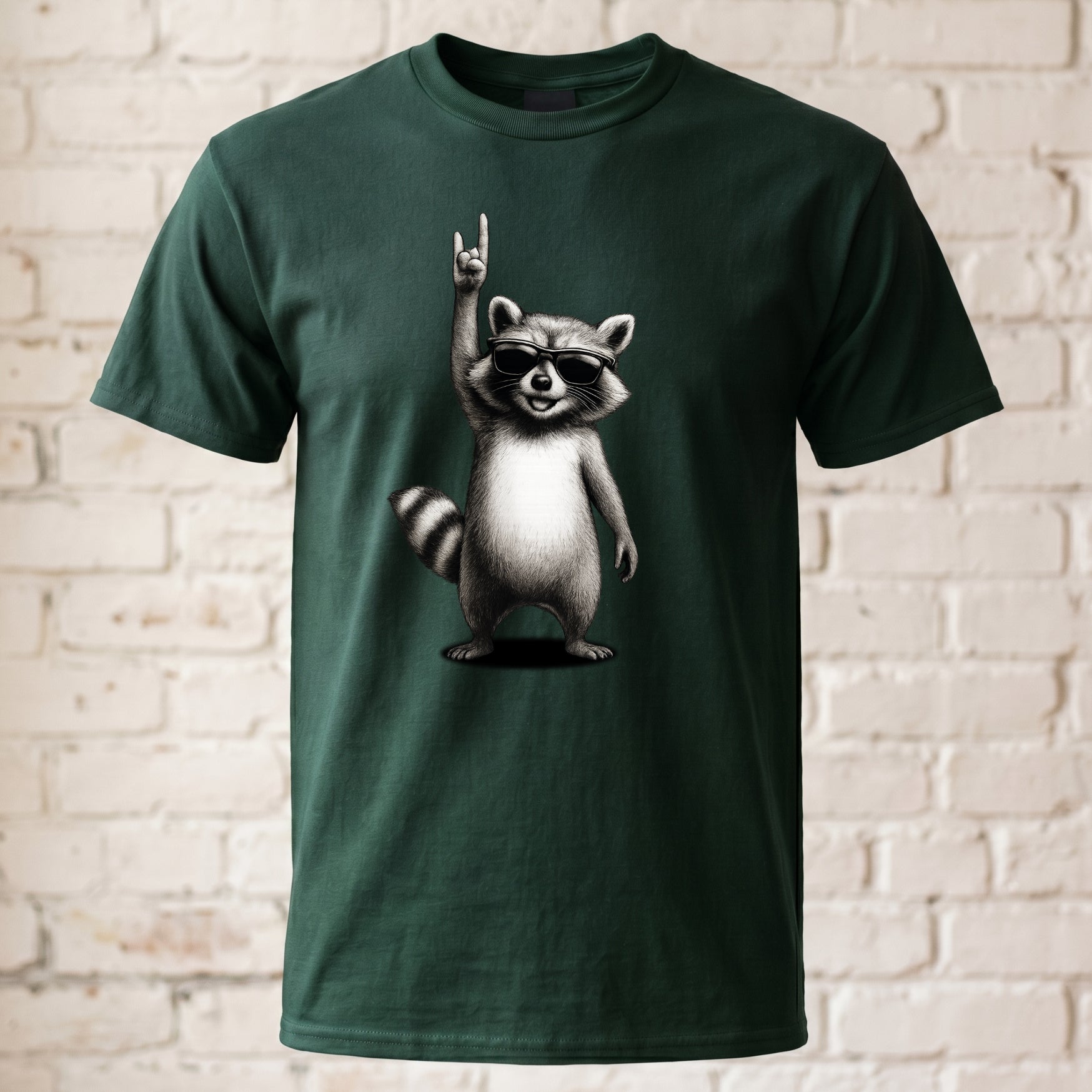 "Rock Waschbär" Herren T-Shirt – Lustiges Metal & Rock 'n' Roll Motiv – Witziges Festival & Konzert Shirt Schwarz