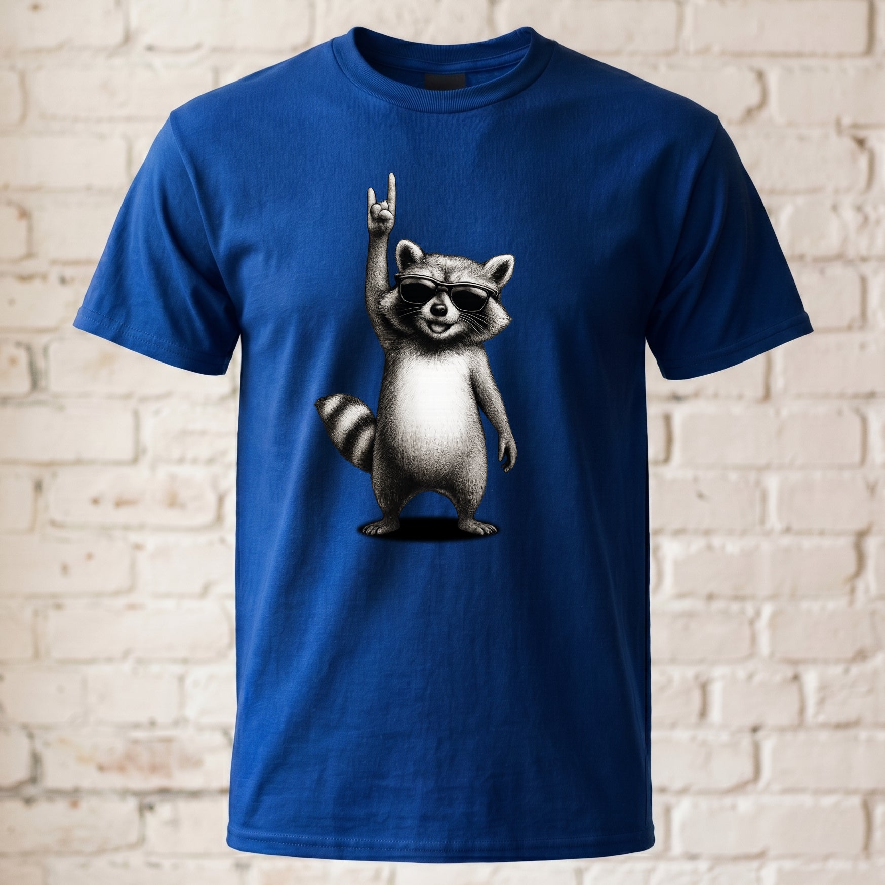 "Rock Waschbär" Herren T-Shirt – Lustiges Metal & Rock 'n' Roll Motiv – Witziges Festival & Konzert Shirt Schwarz
