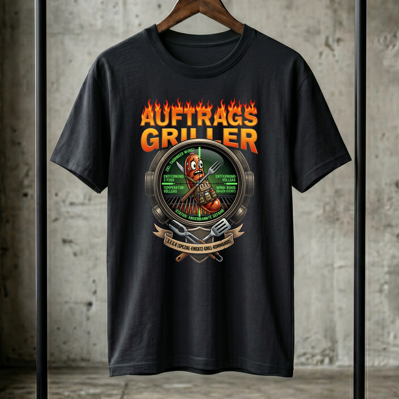 "Auftragsgriller" Lustiges Grill T-Shirt – S.E.G.K. Spezial-Einsatz-Grill-Kommando – Witziges Geschenk für Grillmeister, Männer & Väter