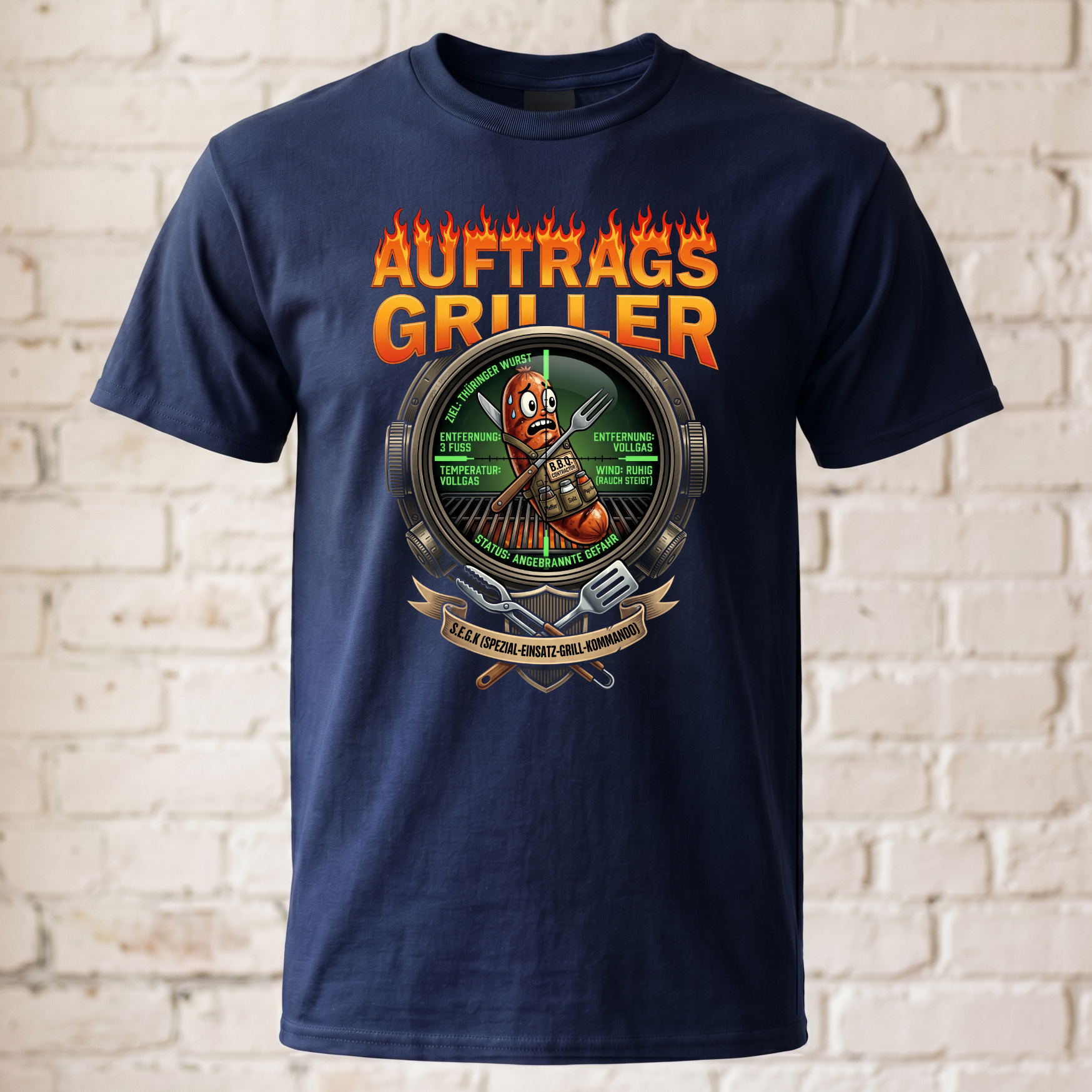 "Auftragsgriller" Lustiges Grill T-Shirt – S.E.G.K. Spezial-Einsatz-Grill-Kommando – Witziges Geschenk für Grillmeister, Männer & Väter