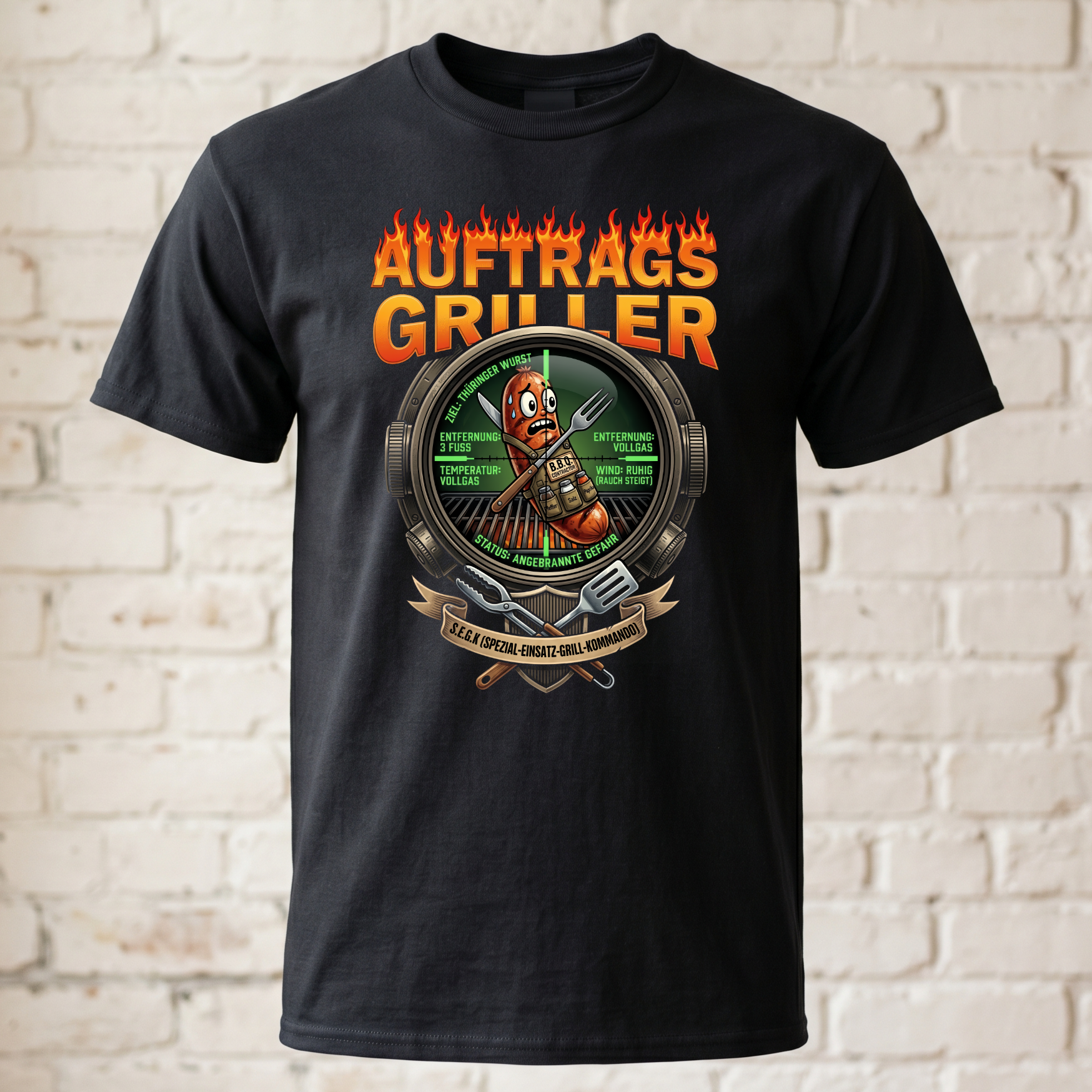 "Auftragsgriller" Lustiges Grill T-Shirt – S.E.G.K. Spezial-Einsatz-Grill-Kommando – Witziges Geschenk für Grillmeister, Männer & Väter
