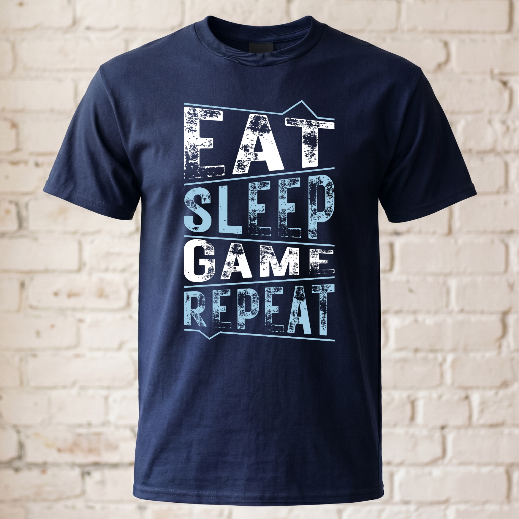 "Eat Sleep Game Repeat" Gaming T-Shirt – Klassisches Zocker Statement Shirt im Grunge-Look – Geschenk für Gamer & Nerds
