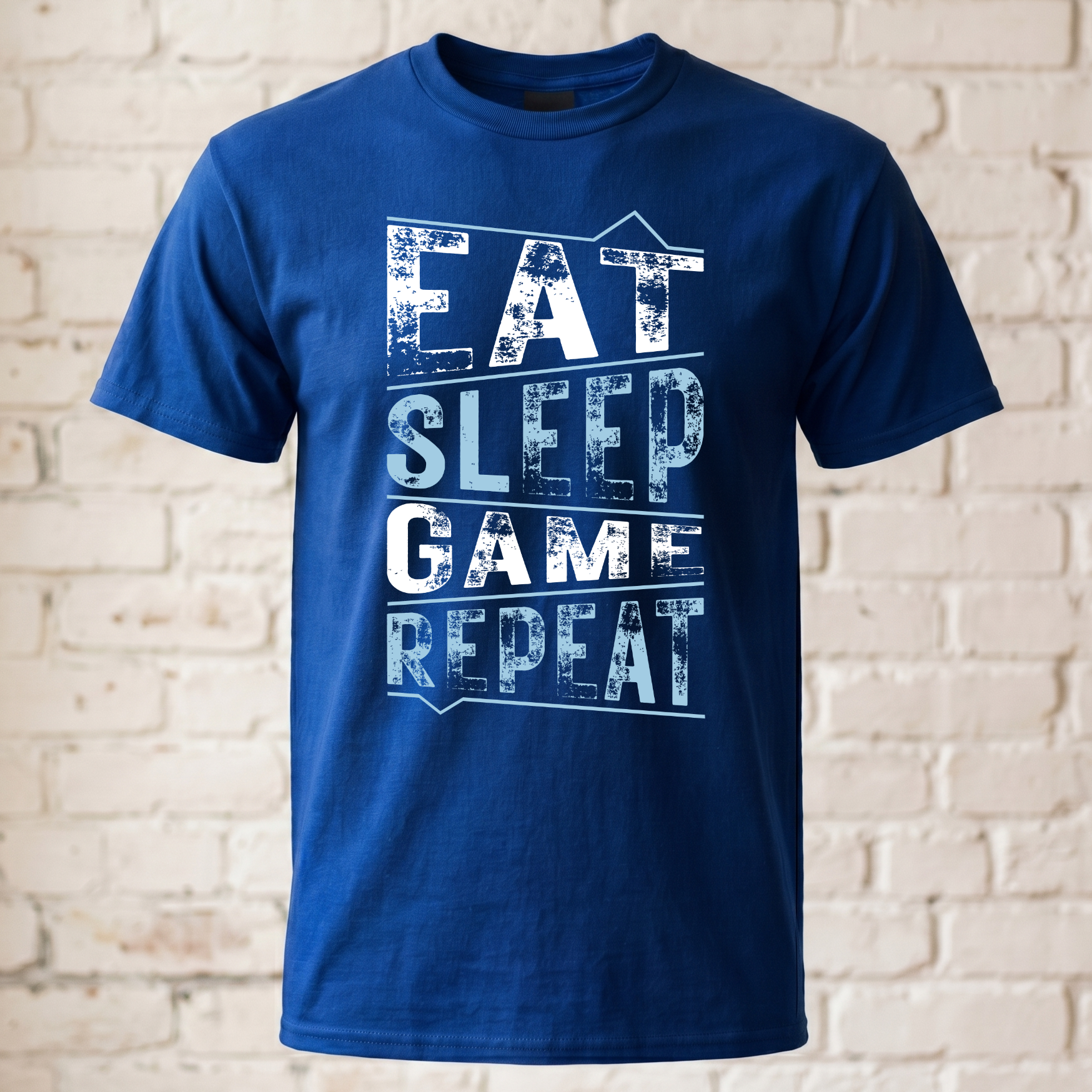 "Eat Sleep Game Repeat" Gaming T-Shirt – Klassisches Zocker Statement Shirt im Grunge-Look – Geschenk für Gamer & Nerds
