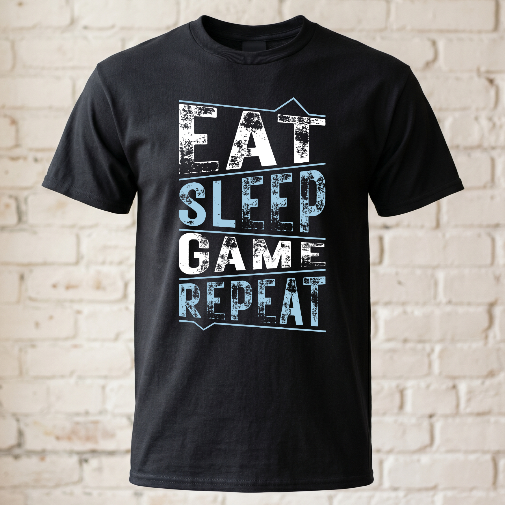 "Eat Sleep Game Repeat" Gaming T-Shirt – Klassisches Zocker Statement Shirt im Grunge-Look – Geschenk für Gamer & Nerds
