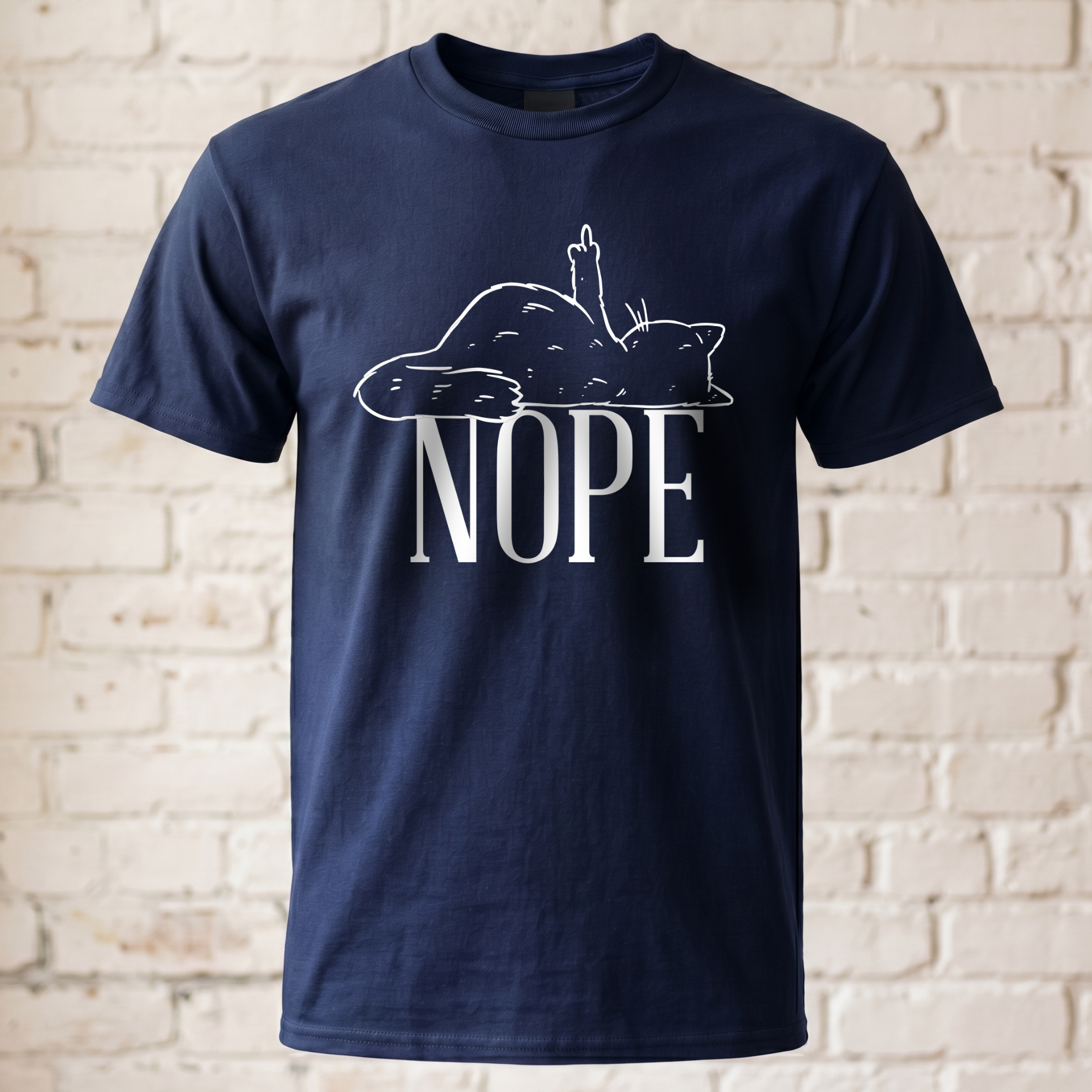 "Nope" Katze T-Shirt – Lustiges Mittelfinger Spruch Shirt für Katzenliebhaber & Introvertierte – Witziges Statement