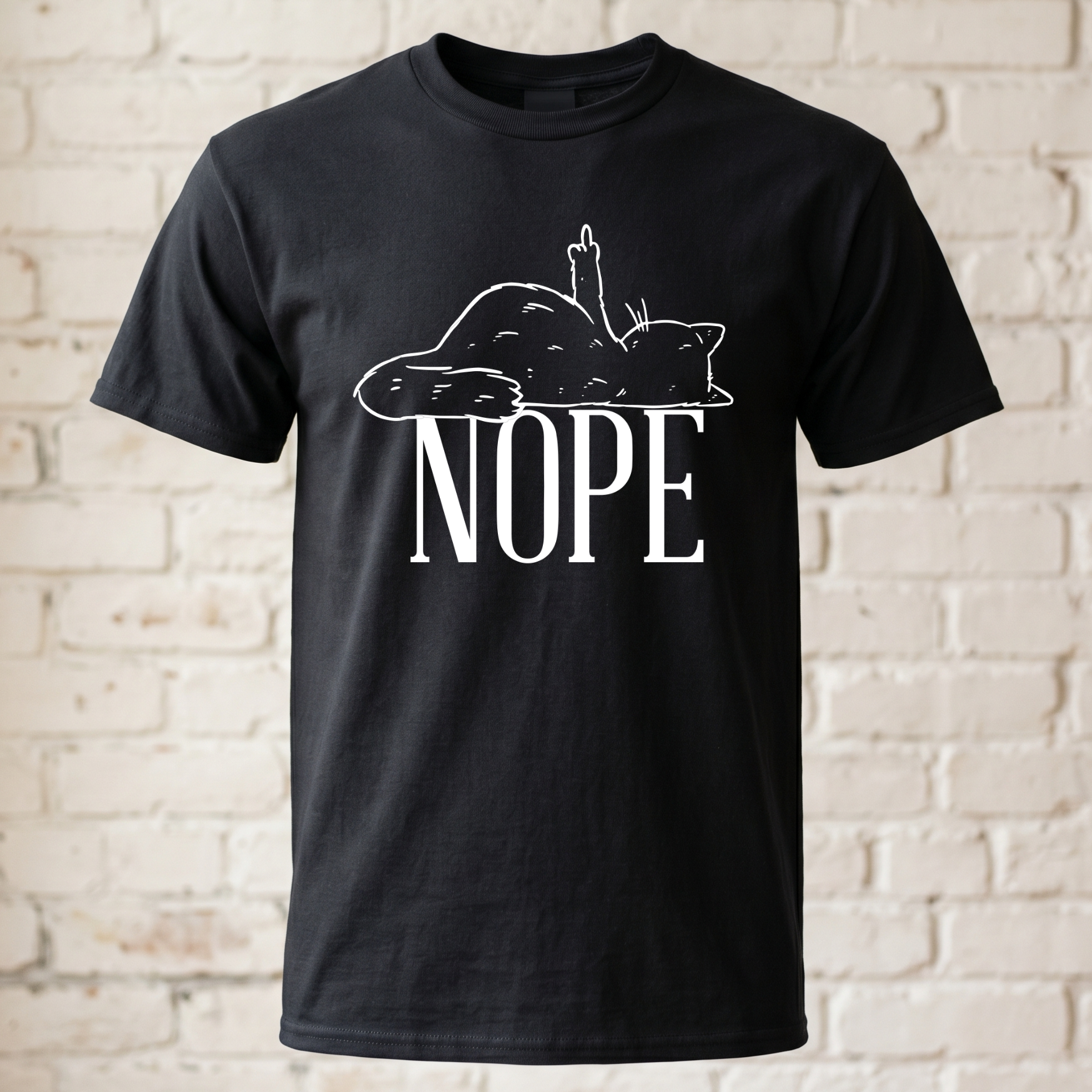 "Nope" Katze T-Shirt – Lustiges Mittelfinger Spruch Shirt für Katzenliebhaber & Introvertierte – Witziges Statement