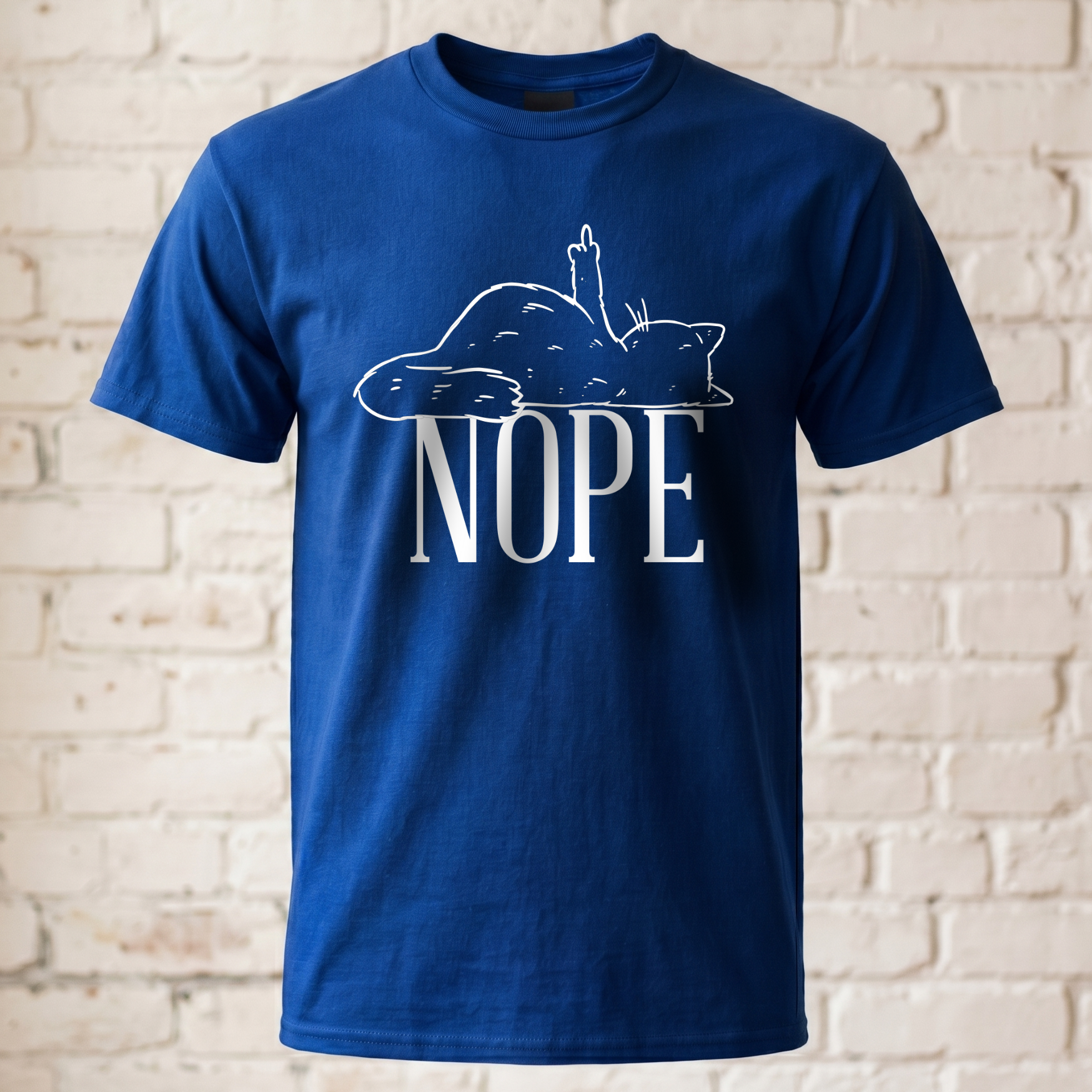 "Nope" Katze T-Shirt – Lustiges Mittelfinger Spruch Shirt für Katzenliebhaber & Introvertierte – Witziges Statement