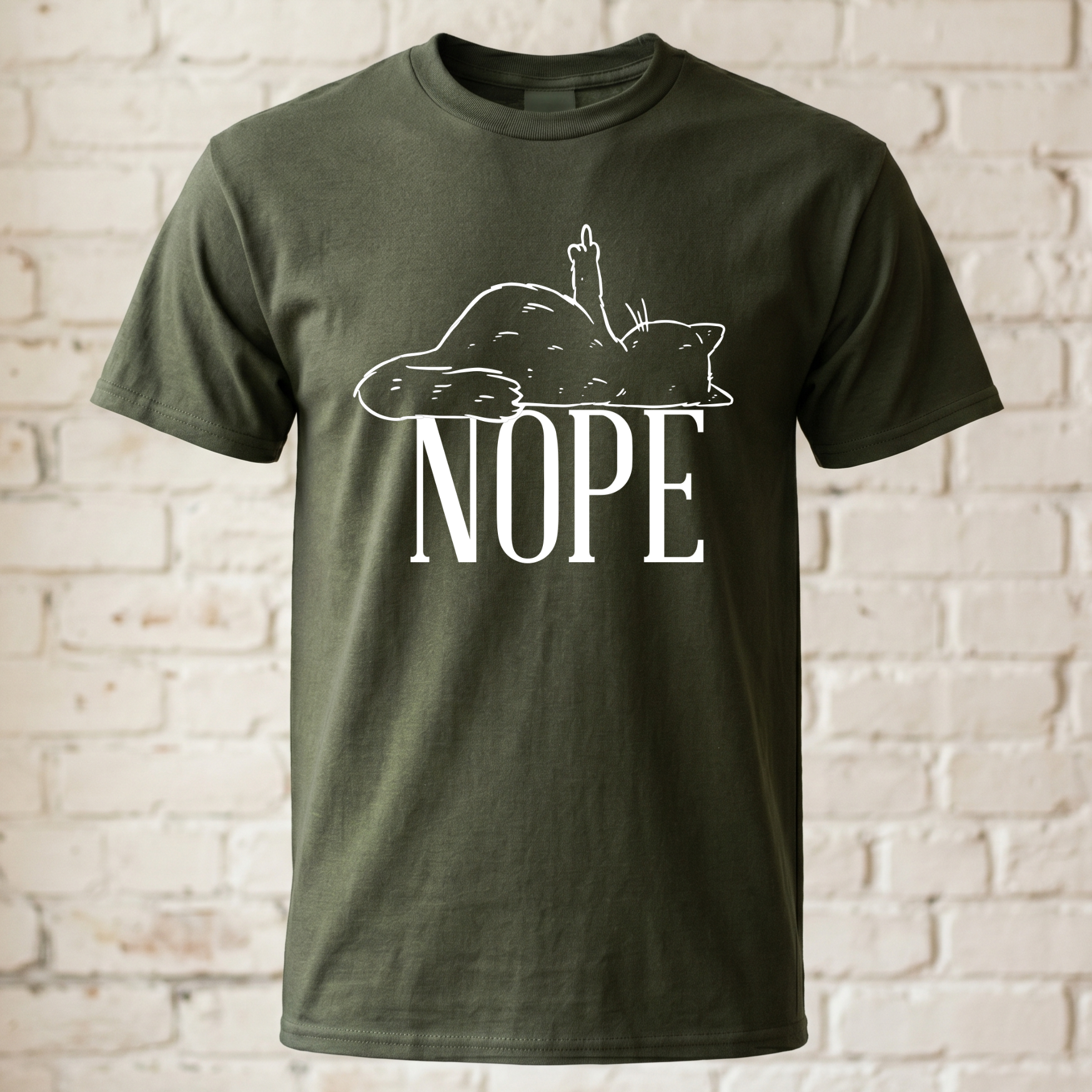 "Nope" Katze T-Shirt – Lustiges Mittelfinger Spruch Shirt für Katzenliebhaber & Introvertierte – Witziges Statement