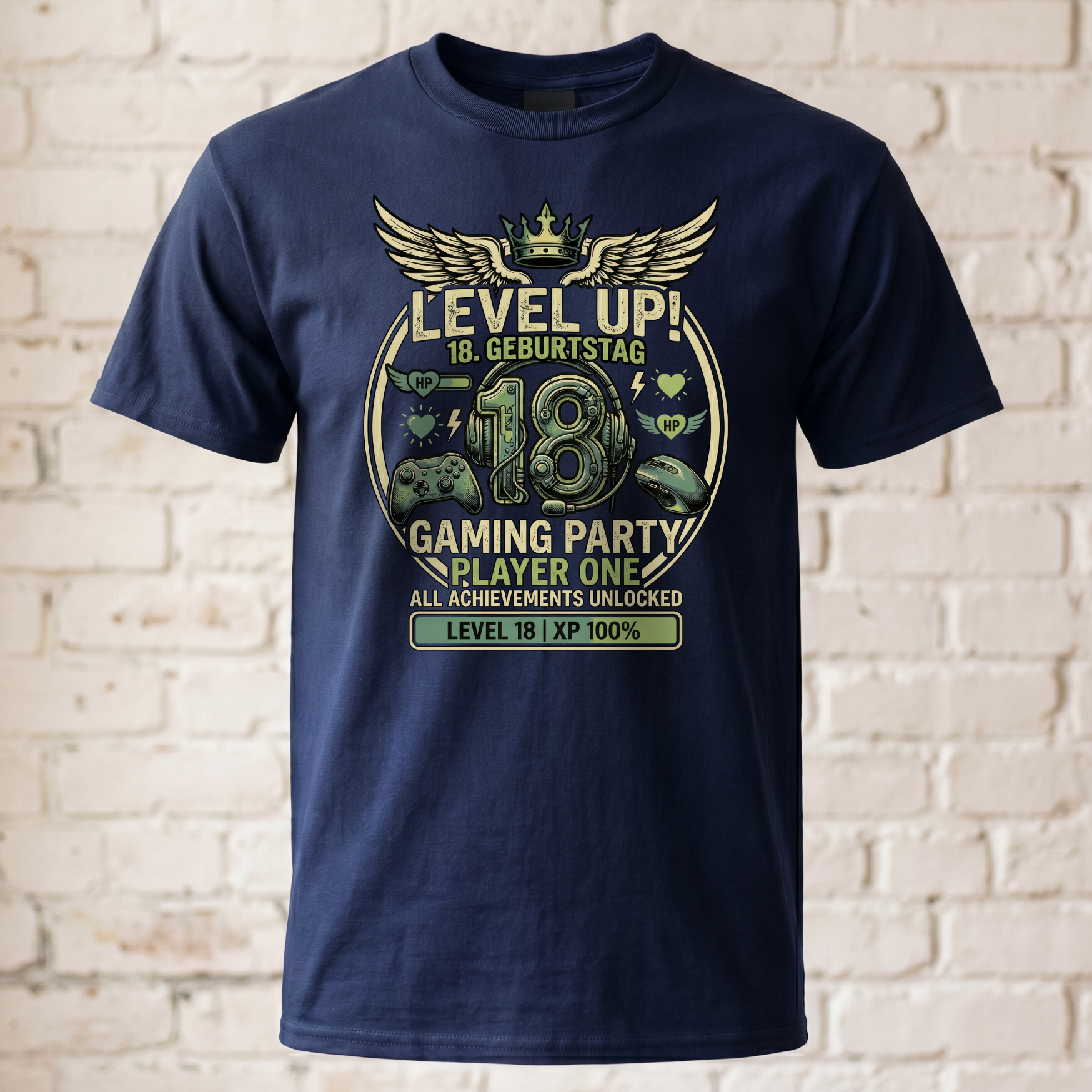 "Level Up! 18. Geburtstag" Gaming T-Shirt – Player One Zocker Geschenk zur Volljährigkeit – All Achievements Unlocked Funshirt Schwarz
