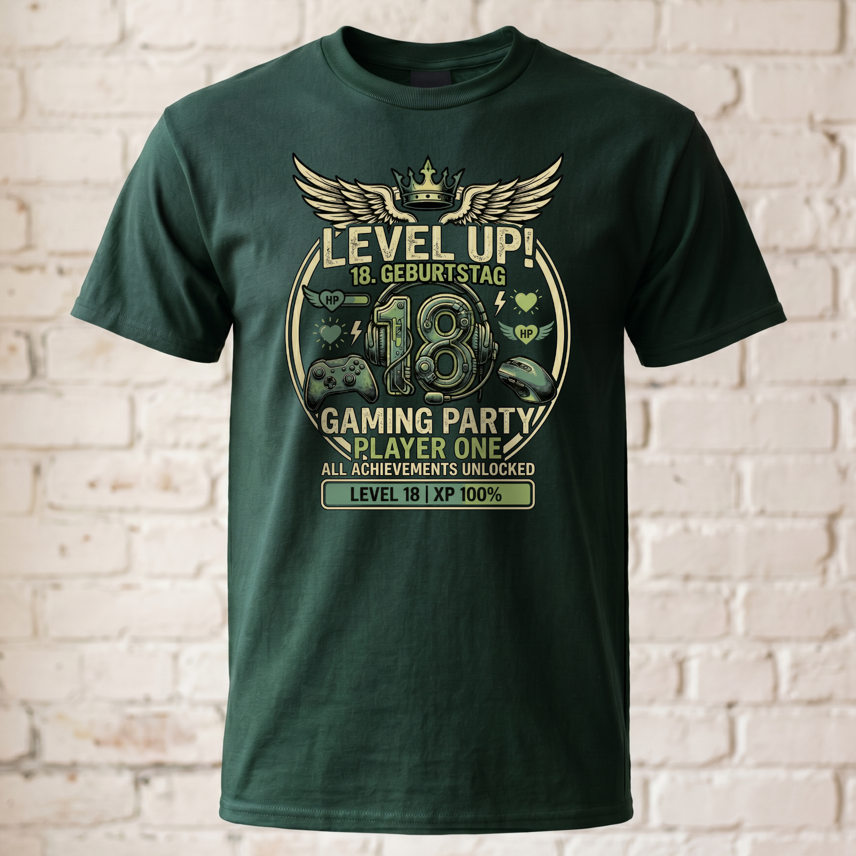 "Level Up! 18. Geburtstag" Gaming T-Shirt – Player One Zocker Geschenk zur Volljährigkeit – All Achievements Unlocked Funshirt Schwarz