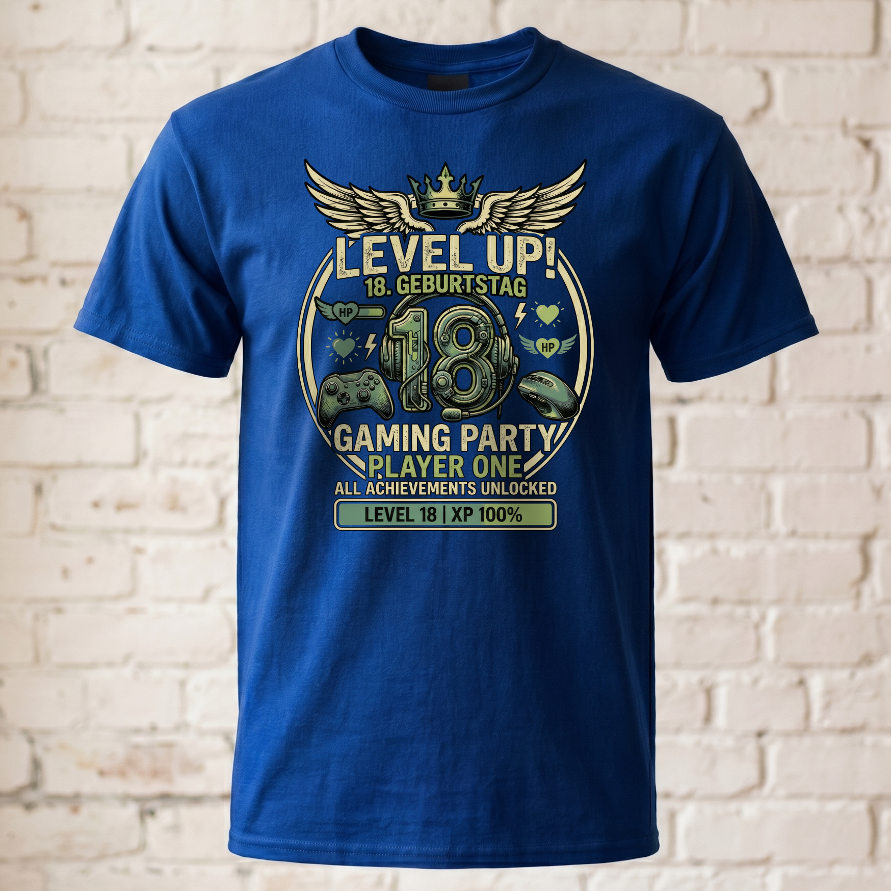 "Level Up! 18. Geburtstag" Gaming T-Shirt – Player One Zocker Geschenk zur Volljährigkeit – All Achievements Unlocked Funshirt Schwarz