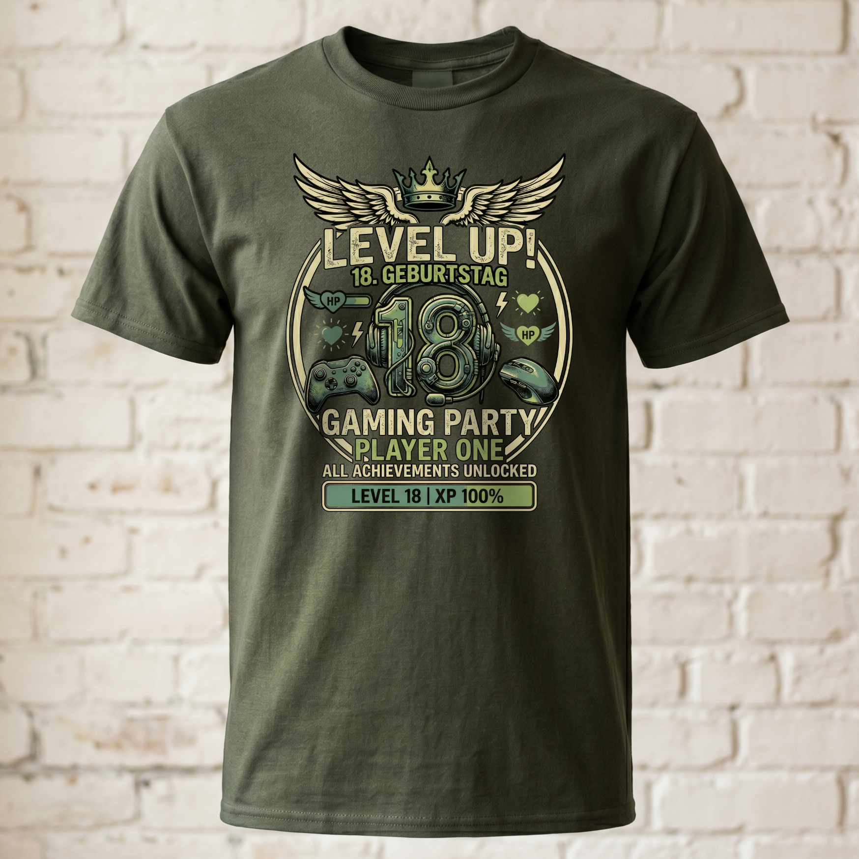 "Level Up! 18. Geburtstag" Gaming T-Shirt – Player One Zocker Geschenk zur Volljährigkeit – All Achievements Unlocked Funshirt Schwarz