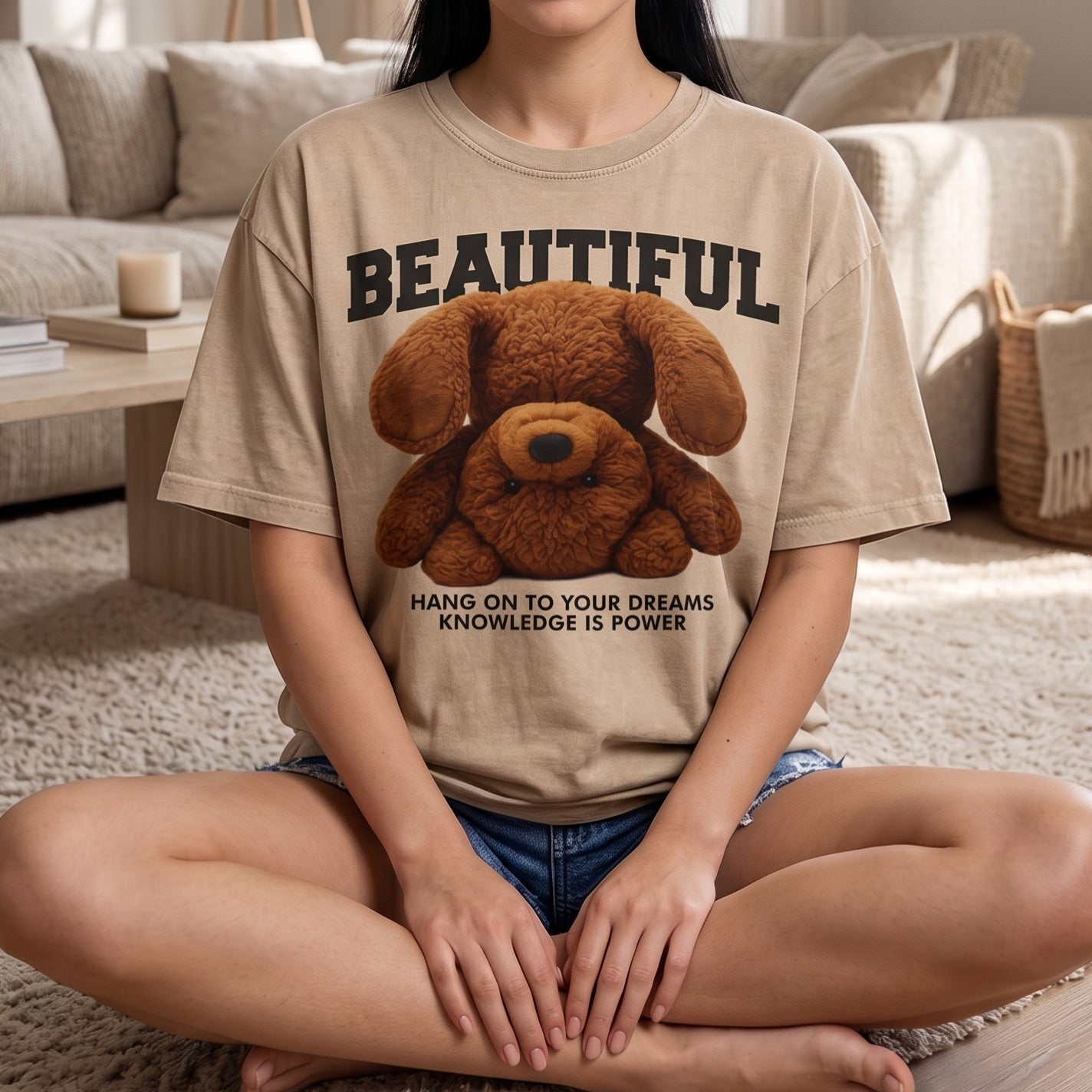 Beautiful Teddy Bear Heavy Oversized T-Shirt | Aesthetic Streetwear Vintage Tee, Cute Graphic Shirt, Motivations-Spruch Skater Geschenk