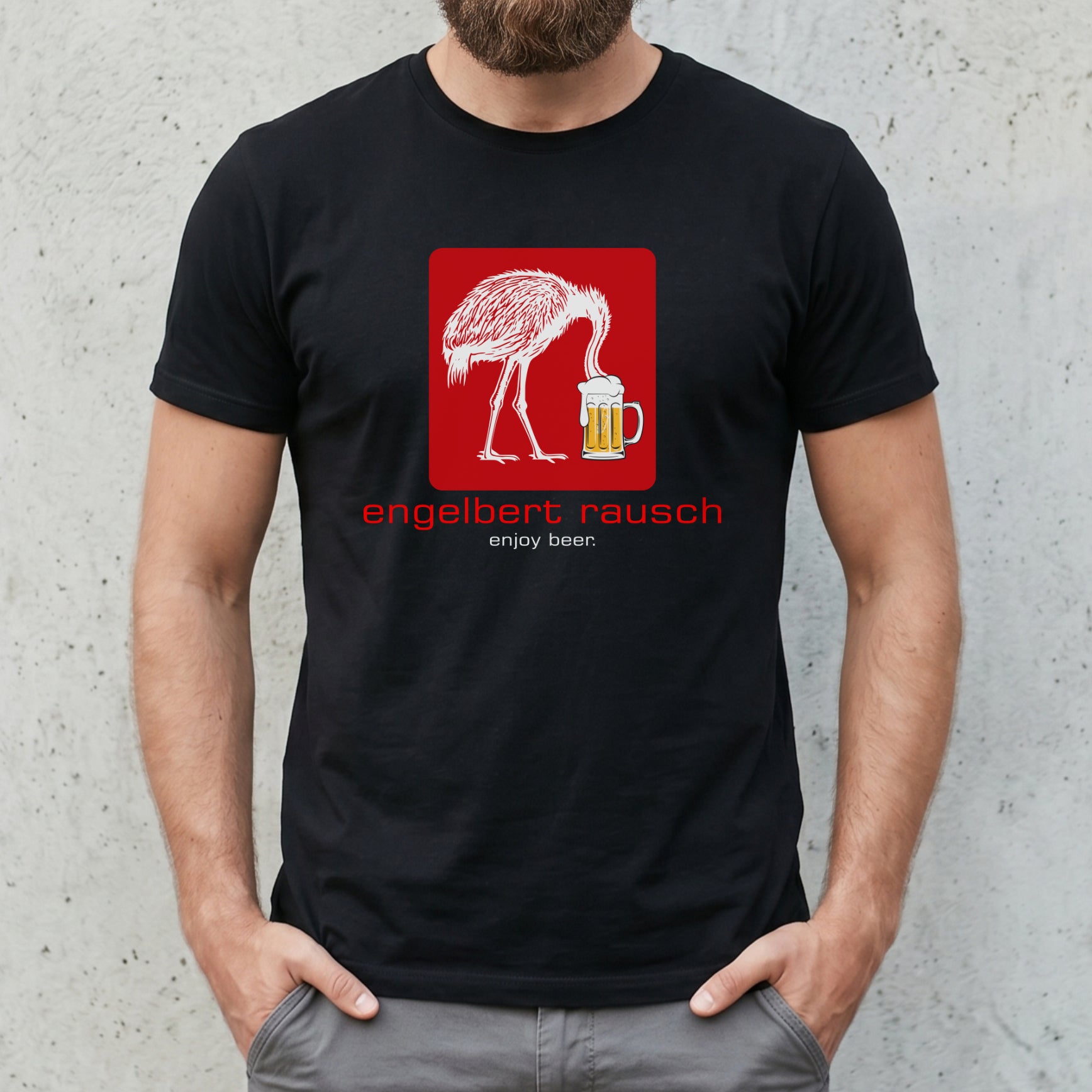 Engelbert Rausch T-Shirt – Lustige Handwerker Parodie – „Enjoy Drinks“ Feierabend Shirt für Werkstatt & Festival