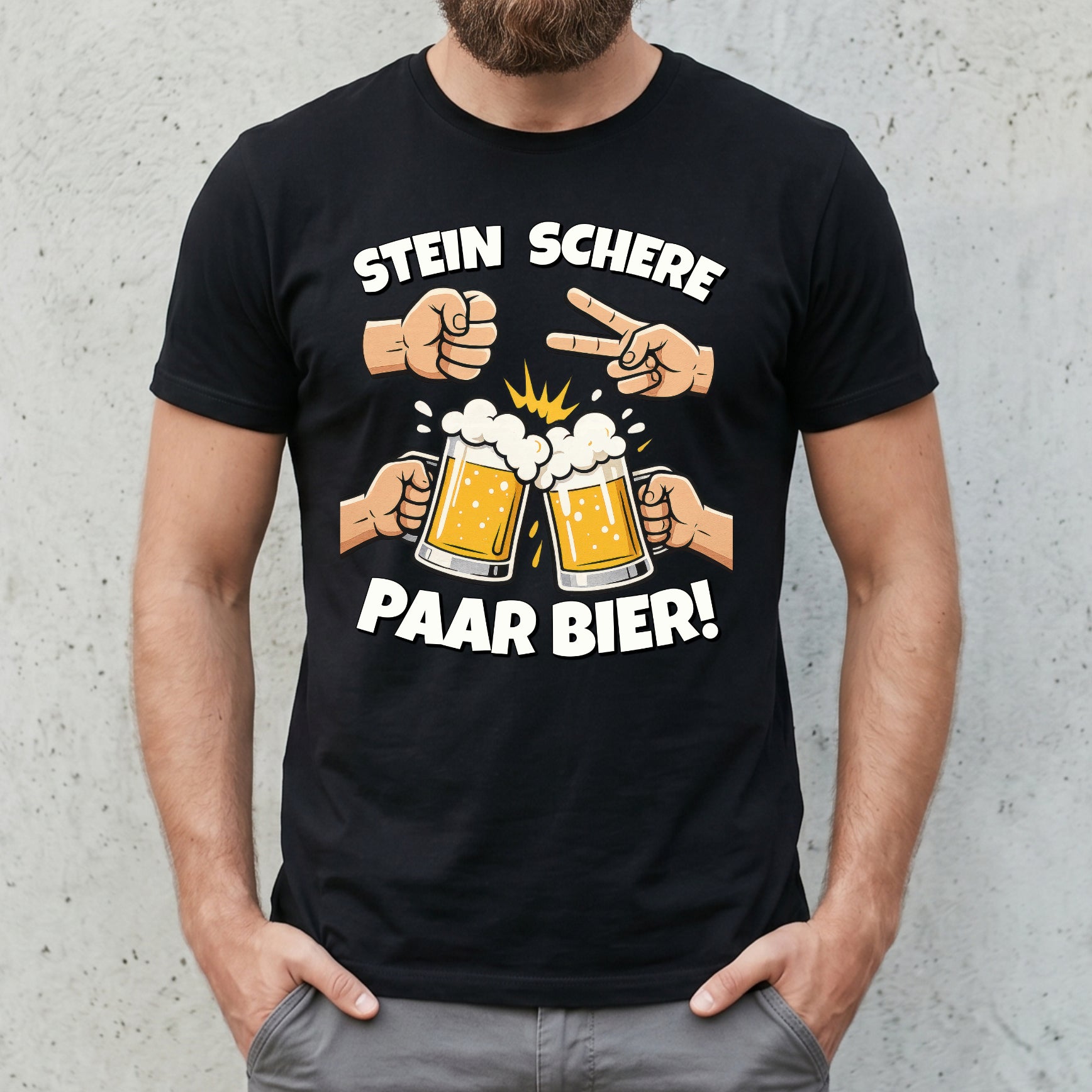 "Piedra Tijera Par de Cervezas" Camiseta divertida con frase – Graciosa camiseta divertida para amantes de la cerveza y fiestas para hombres – Negra
