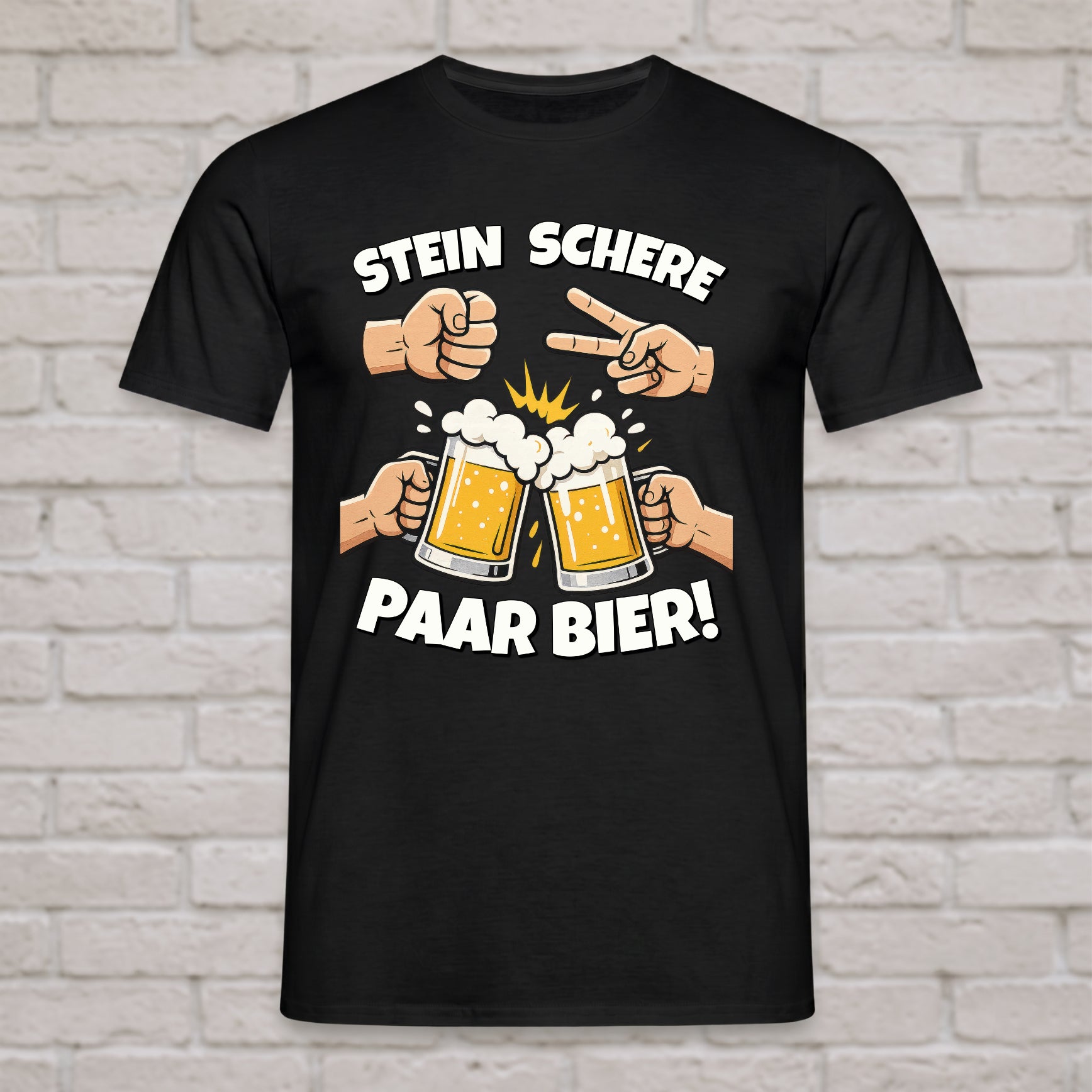 "Piedra Tijera Par de Cervezas" Camiseta divertida con frase – Graciosa camiseta divertida para amantes de la cerveza y fiestas para hombres – Negra