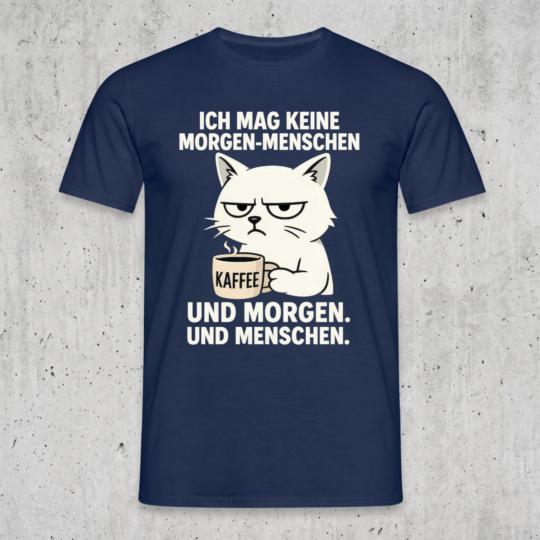 "Ich mag keine Morgenmenschen" Lustiges T-Shirt mit Katze & Kaffee – Witziges Büro Funshirt für Morgenmuffel & Introvertierte