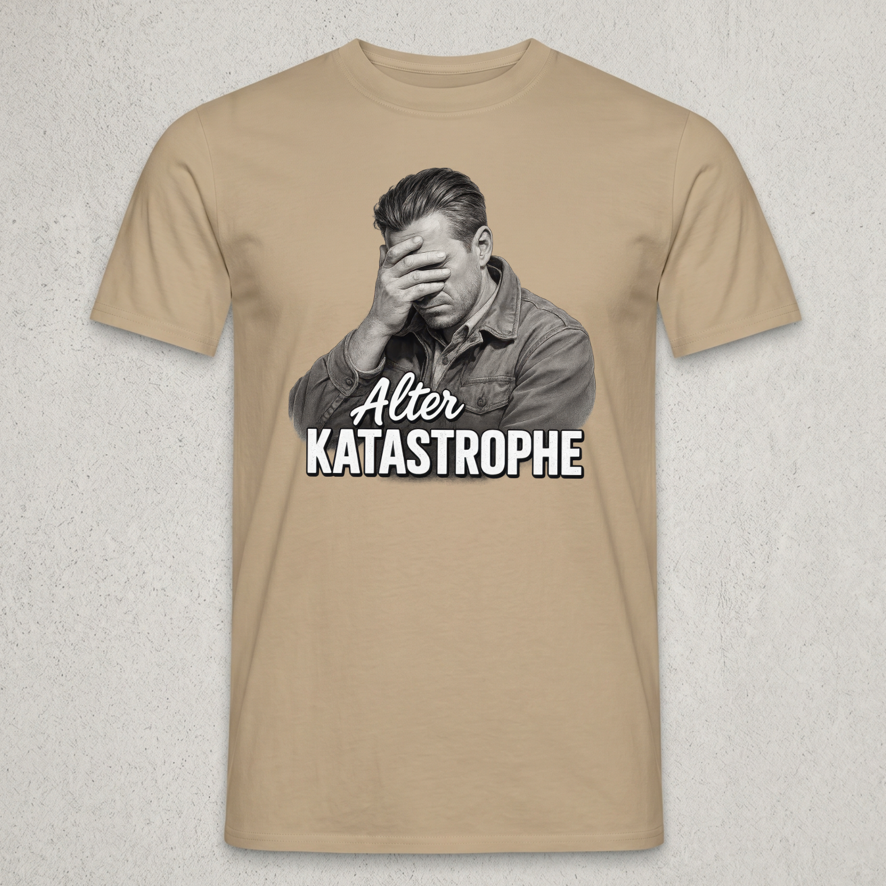 "Alter Katastrophe" Lustiges T-Shirt mit Facepalm-Motiv – Witziges Handwerker, Mechaniker & Alltags Funshirt für Männer – Schwarz