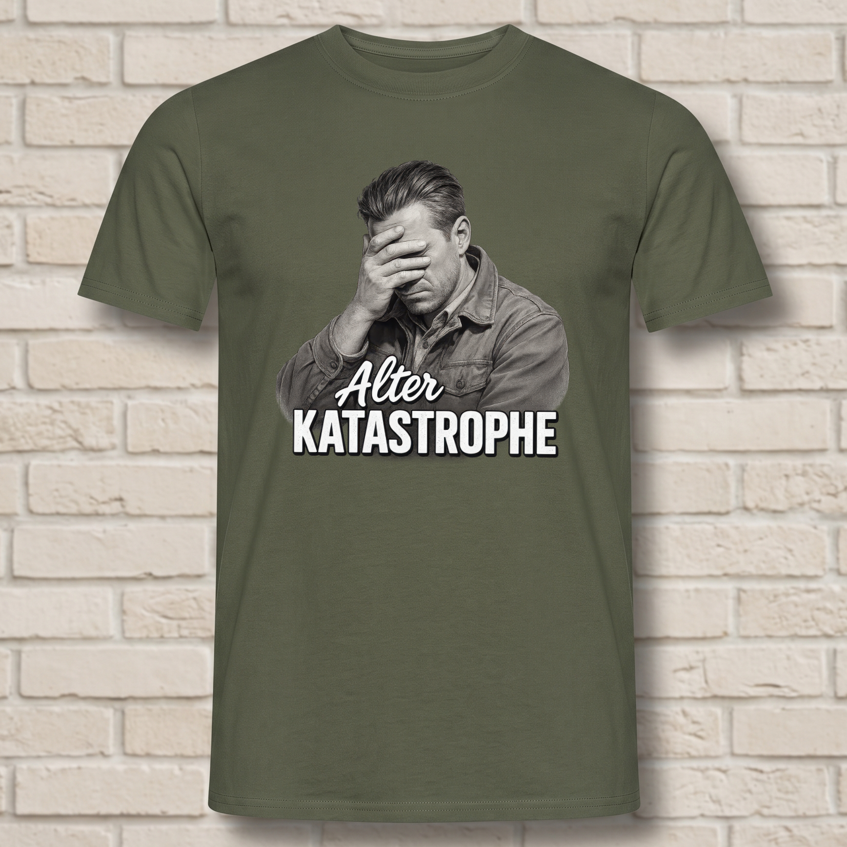 "Alter Katastrophe" Lustiges T-Shirt mit Facepalm-Motiv – Witziges Handwerker, Mechaniker & Alltags Funshirt für Männer – Schwarz