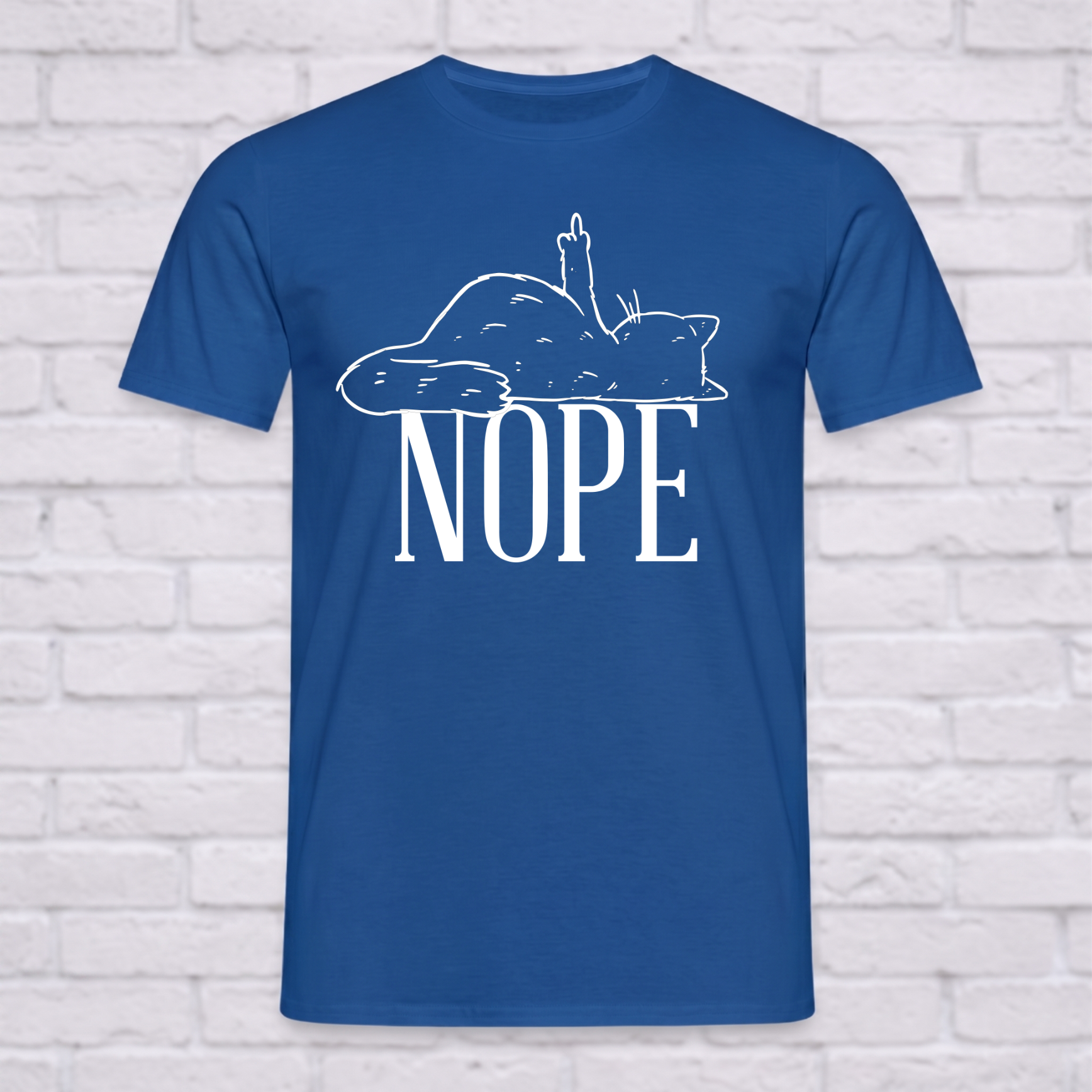 "Lazy Cat NOPE" Lustiges T-Shirt mit Katze & Mittelfinger – Witziges Funshirt für Introvertierte & Katzenfans – Minimalistisches Grafikshirt Schwarz