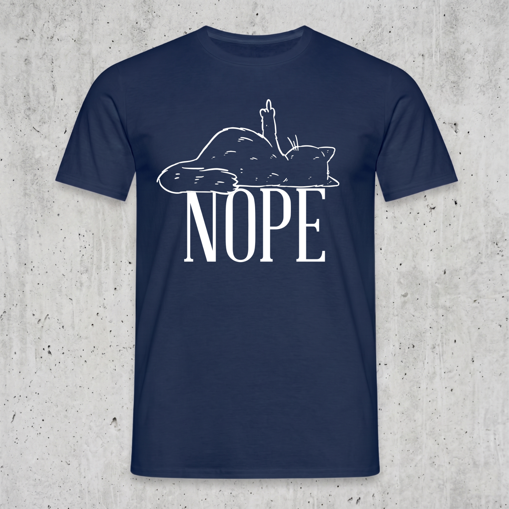 "Lazy Cat NOPE" Lustiges T-Shirt mit Katze & Mittelfinger – Witziges Funshirt für Introvertierte & Katzenfans – Minimalistisches Grafikshirt Schwarz