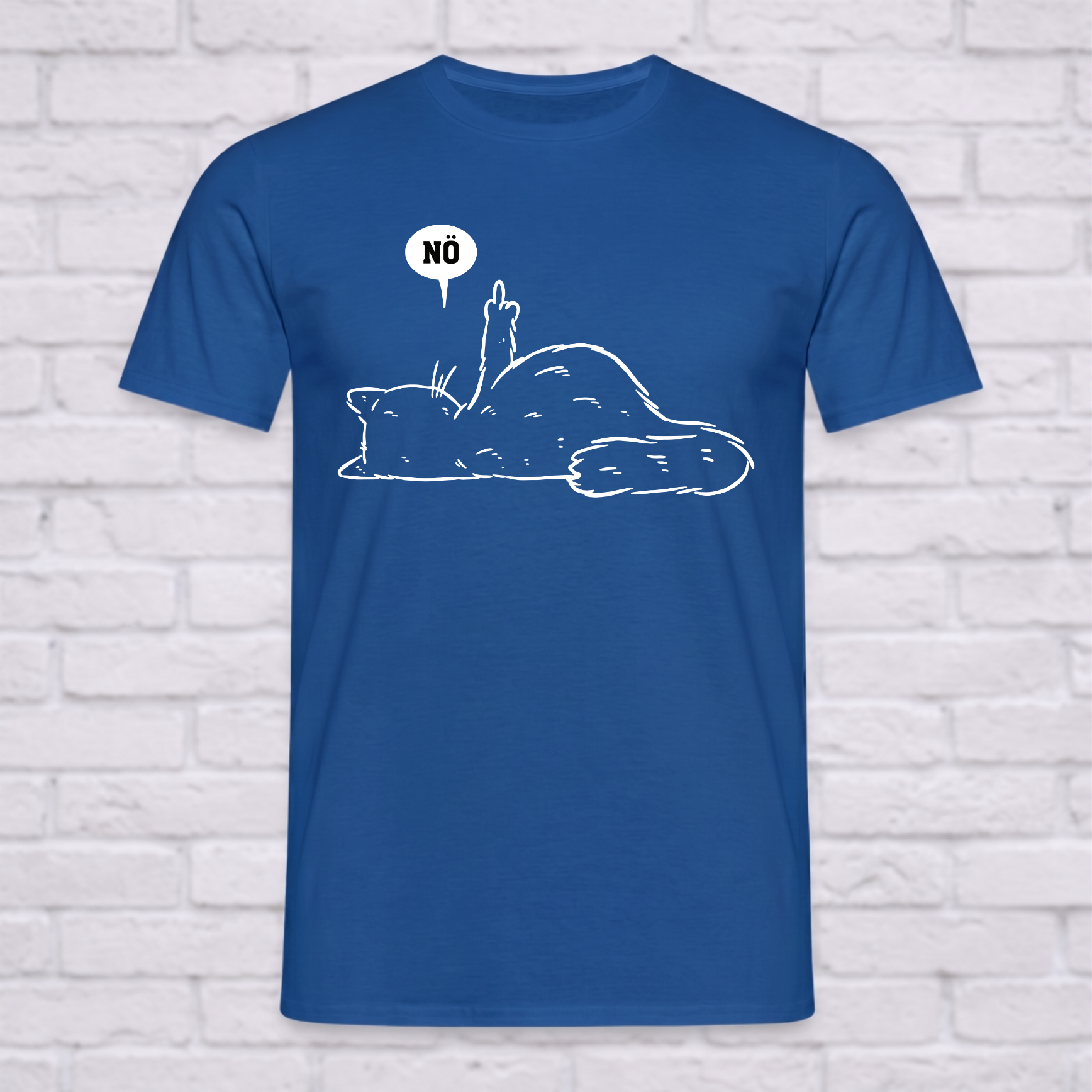 "Lazy Cat NÖ" Lustiges T-Shirt mit Katze & Mittelfinger – Witziges Funshirt für Introvertierte & Katzenfans – Minimalistisches Grafikshirt Schwarz