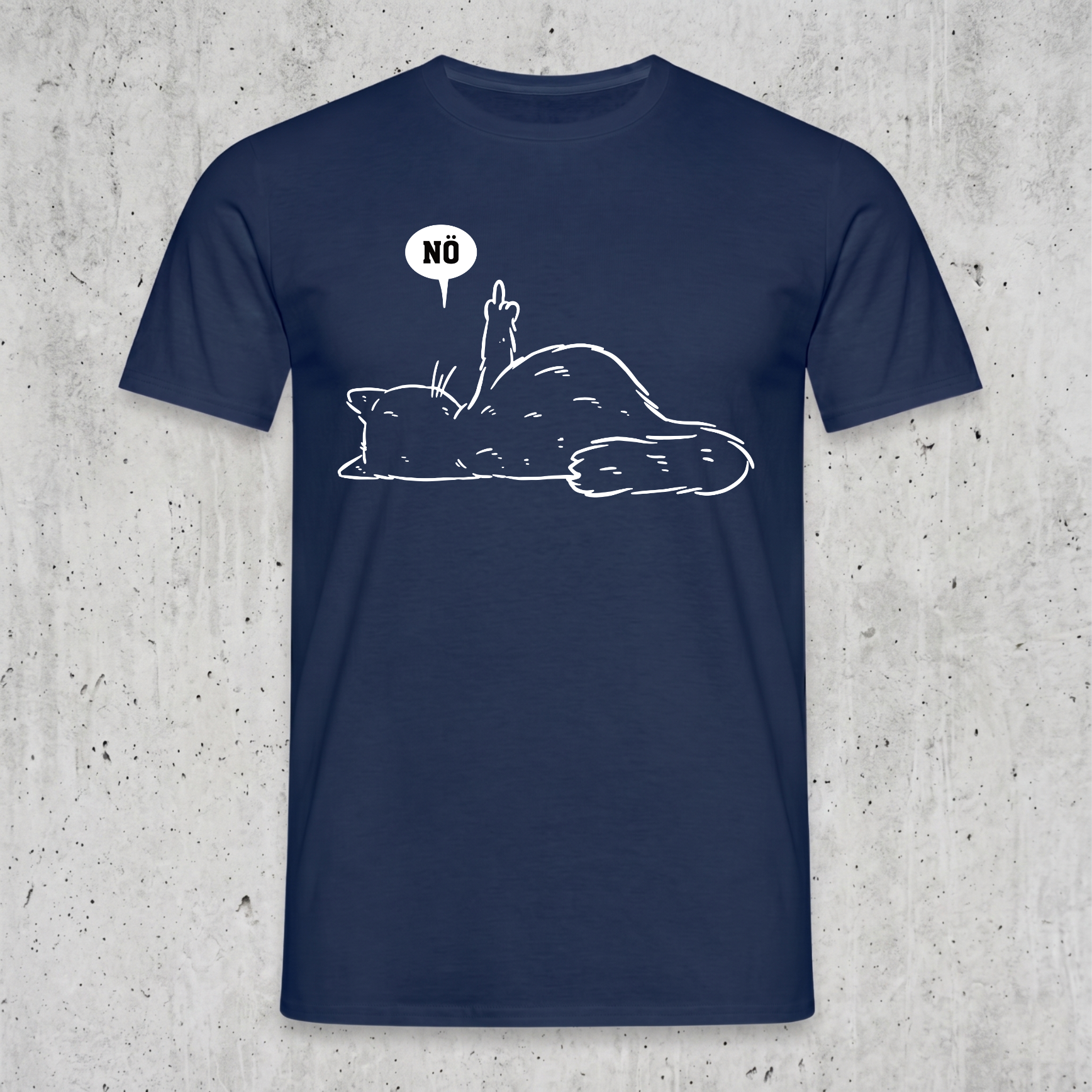 "Lazy Cat NÖ" Lustiges T-Shirt mit Katze & Mittelfinger – Witziges Funshirt für Introvertierte & Katzenfans – Minimalistisches Grafikshirt Schwarz
