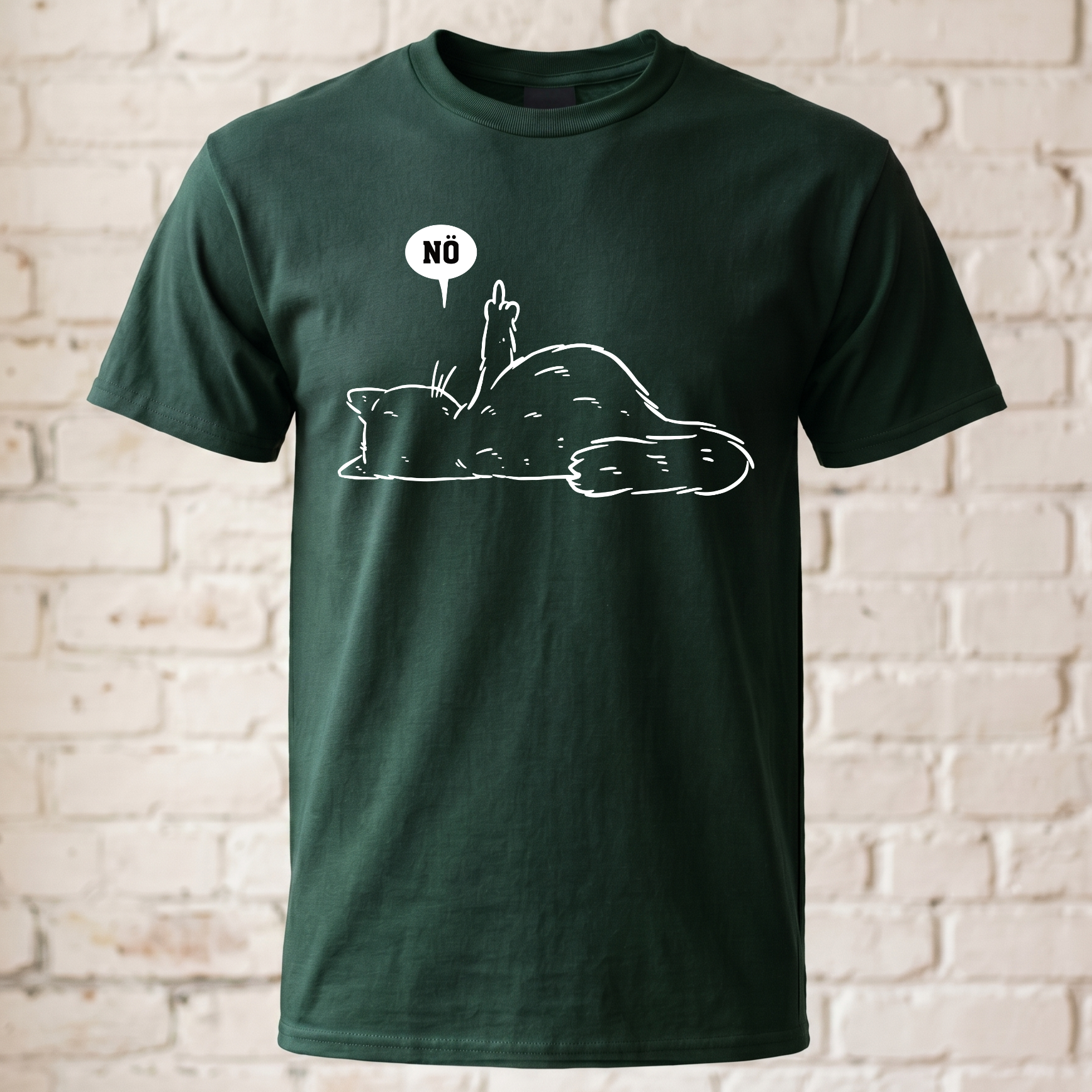 "Lazy Cat NÖ" Lustiges T-Shirt mit Katze & Mittelfinger – Witziges Funshirt für Introvertierte & Katzenfans – Minimalistisches Grafikshirt Schwarz