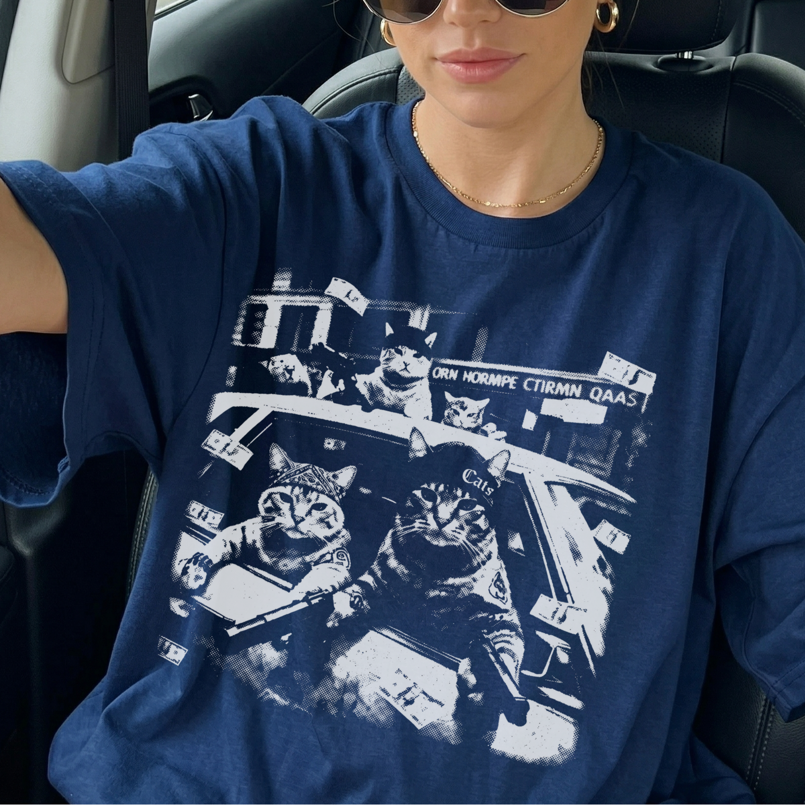 Gangster Cat Gang Vintage T-Shirt – Lustiges Hip Hop Katzen Shirt im 90s Streetwear Look – Coole Geschenkidee für Katzenliebhaber