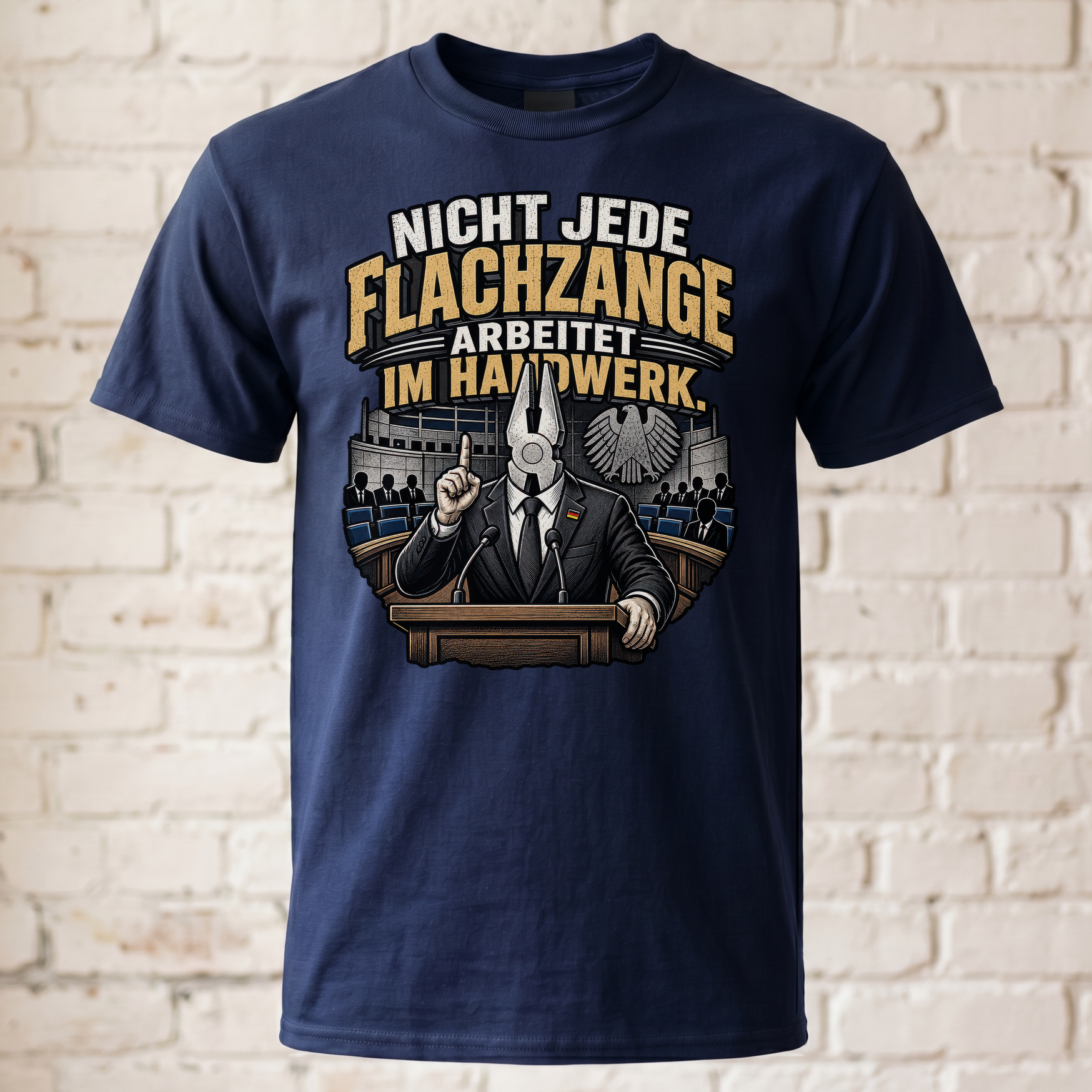 Nicht Jede Flachzange Arbeitet Im Handwerk T-Shirt Herren Lustiger Handwerker Spruch Politik Satire Geschenk Shirt