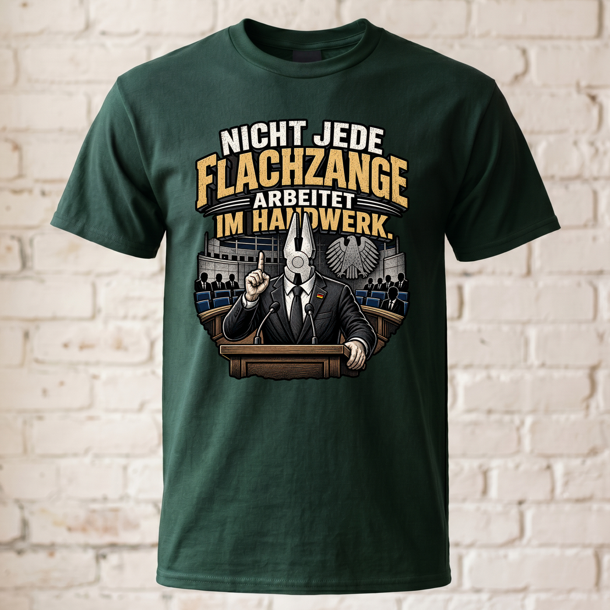 Nicht Jede Flachzange Arbeitet Im Handwerk T-Shirt Herren Lustiger Handwerker Spruch Politik Satire Geschenk Shirt