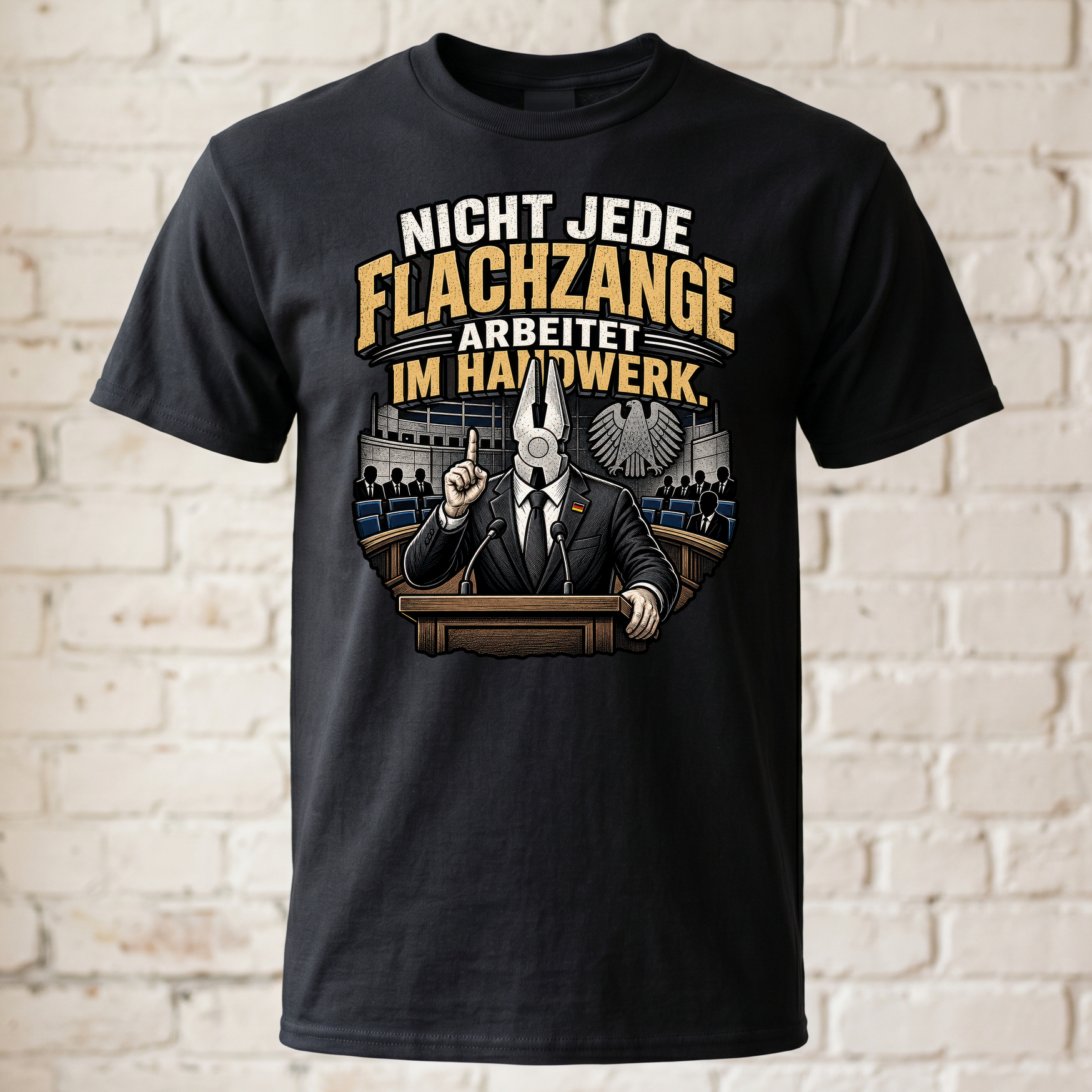 Nicht Jede Flachzange Arbeitet Im Handwerk T-Shirt Herren Lustiger Handwerker Spruch Politik Satire Geschenk Shirt