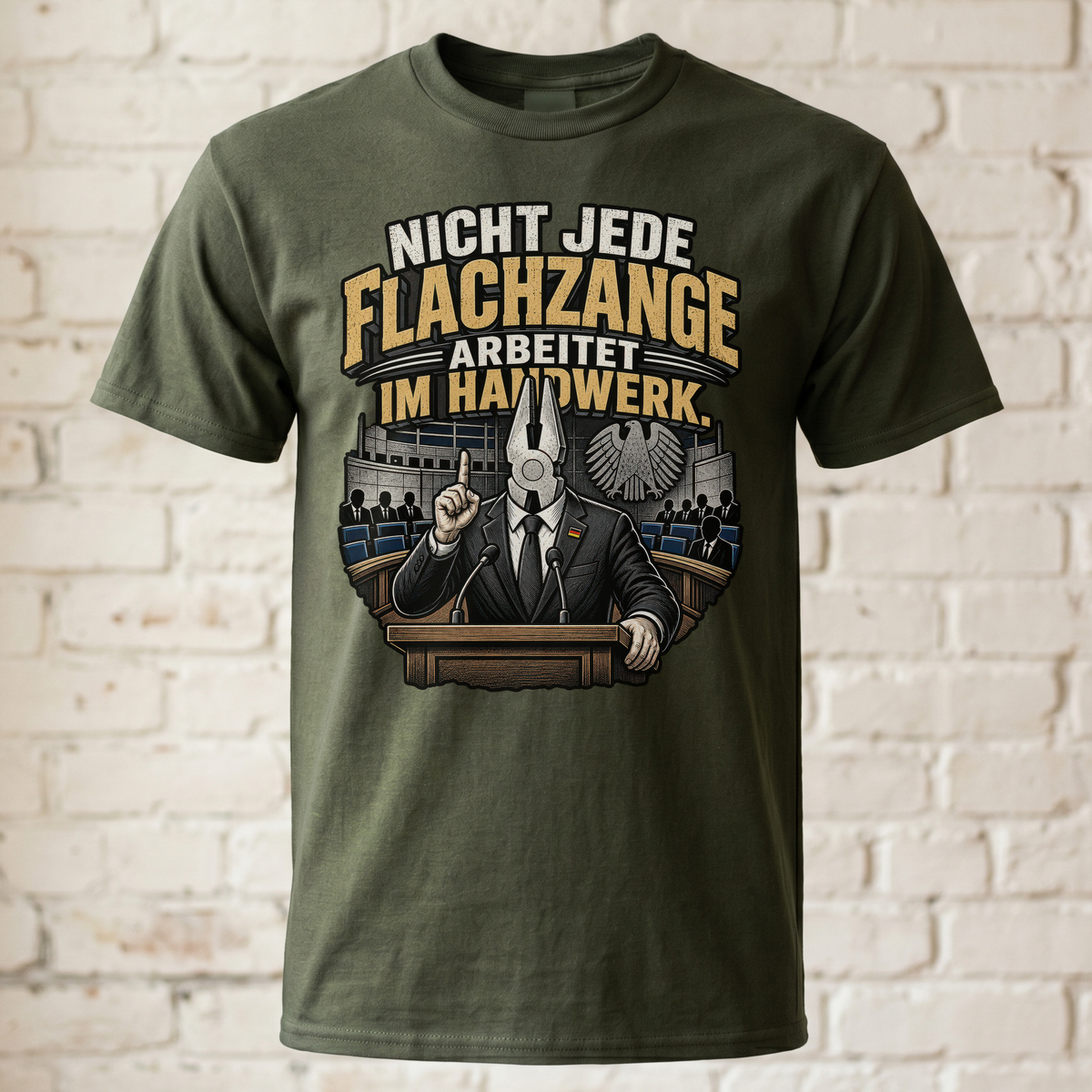 Nicht Jede Flachzange Arbeitet Im Handwerk T-Shirt Herren Lustiger Handwerker Spruch Politik Satire Geschenk Shirt